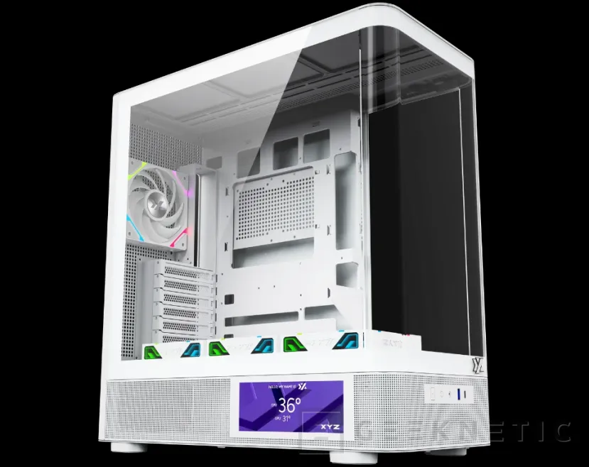 Geeknetic Le fabricant XYZ présente cet ordinateur 2025 sa nouvelle gamme de boîtes, modèles panoramiques avec écran LCD en noir et blanc 5