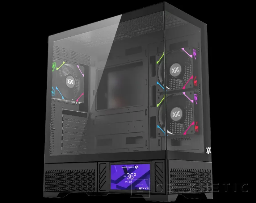 Geeknetic Le fabricant XYZ présente cet ordinateur 2025 sa nouvelle gamme de boîtes, modèles panoramiques avec écran LCD en noir et blanc 3