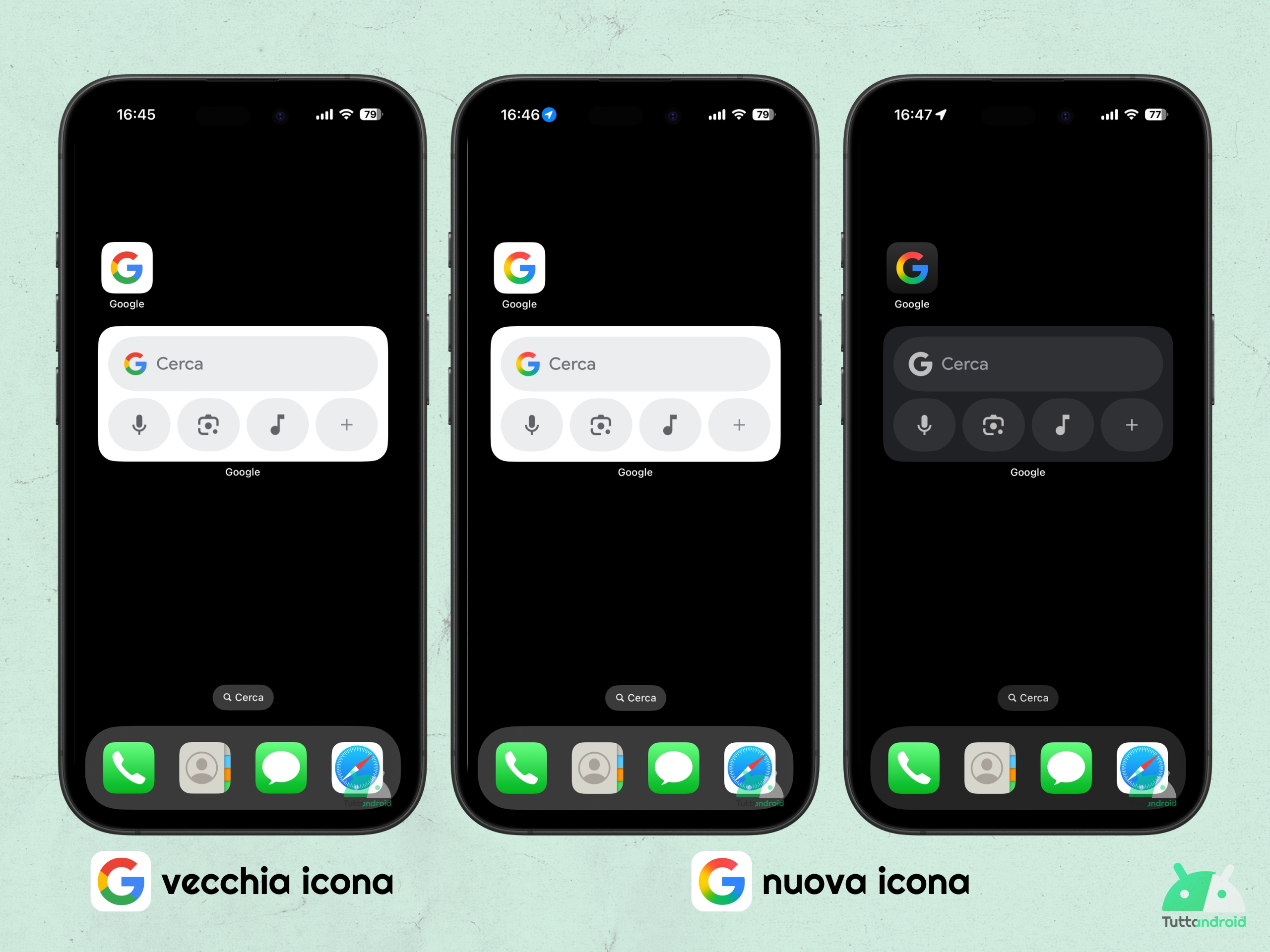 Application Google pour iPhone - ancienne nouvelle icône