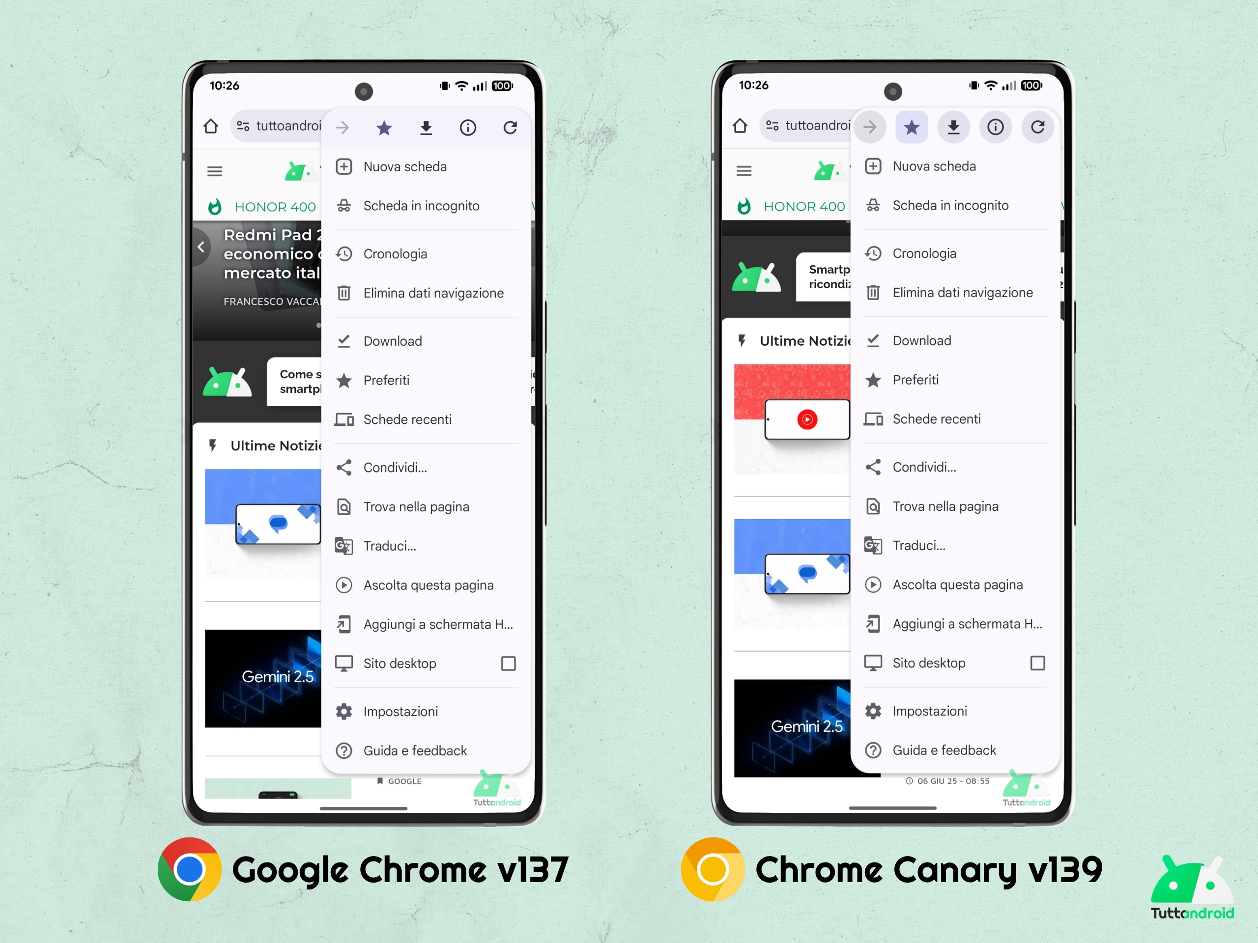 Google Chrome V137 vs Google Chrome Canary V139 - Materifiée déborde 3 Expressif