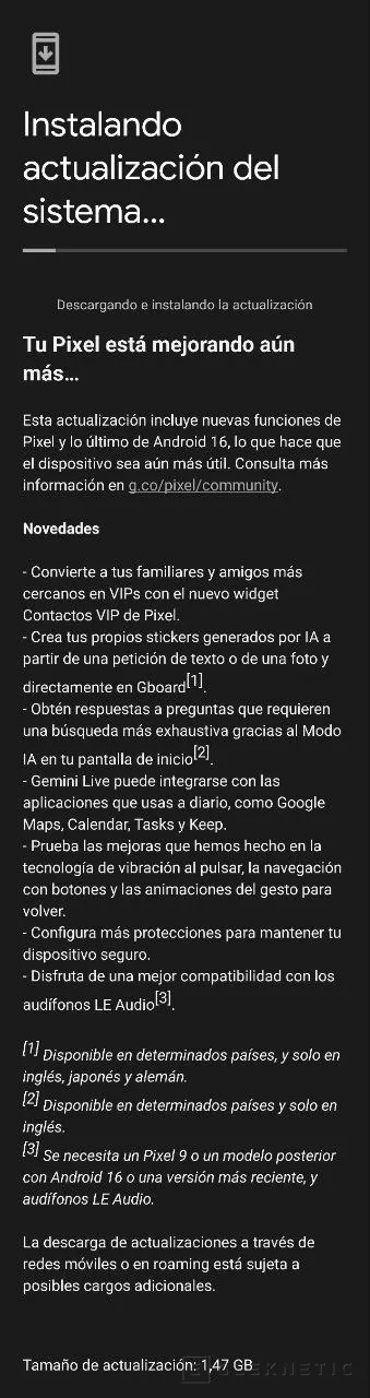 Geeknetic Android 16 est maintenant disponible pour les téléphones Pixels de Family 6 à partir de 3