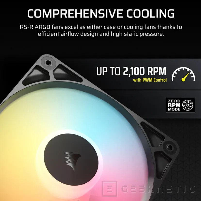 Geeknetic Les nouveaux ventilateurs Corsair RS120-R ont des rotors de débit inversés pour un meilleur éclairage RVB 3
