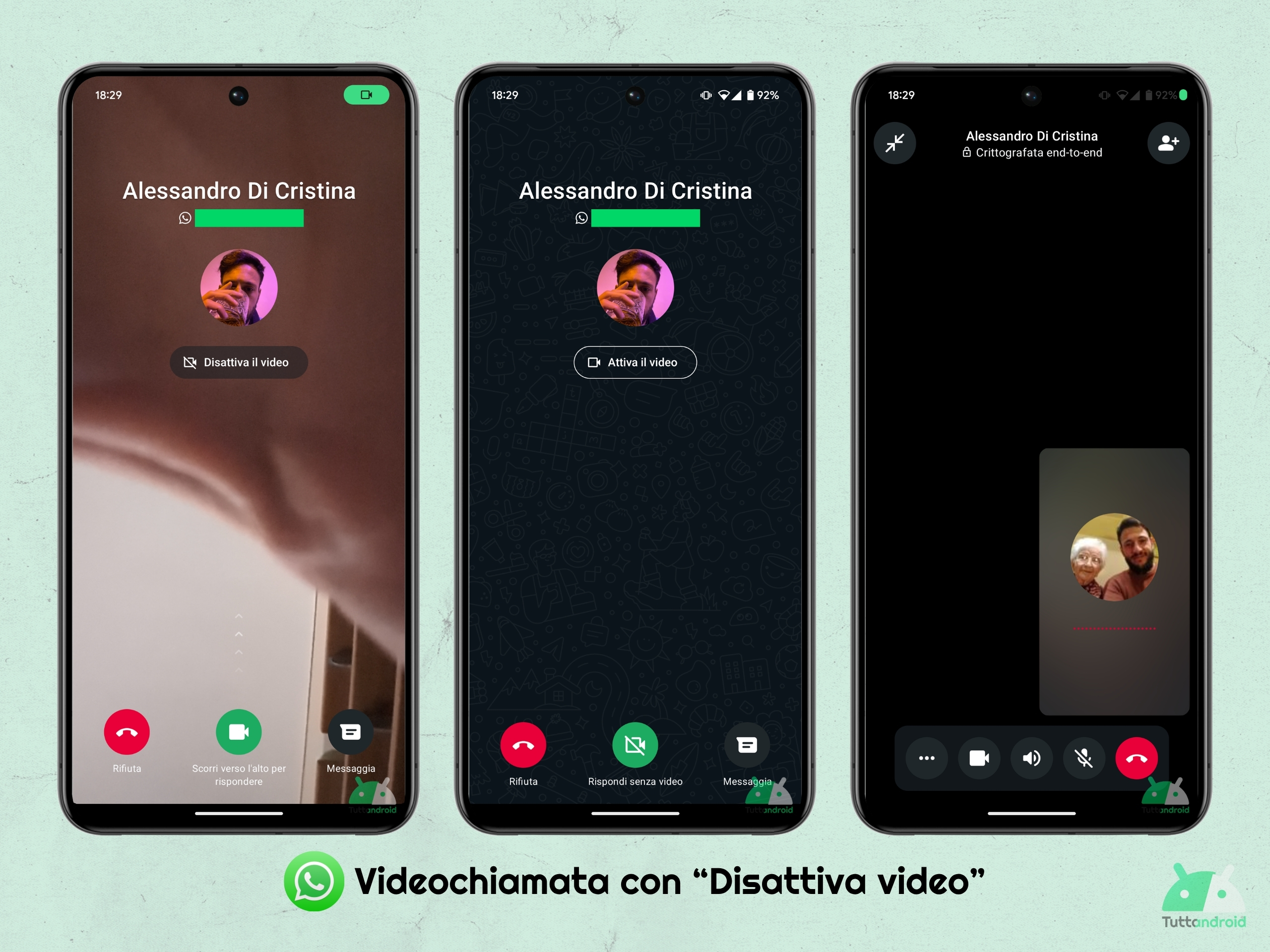 WhatsApp - vidéo avec vidéo désactivée