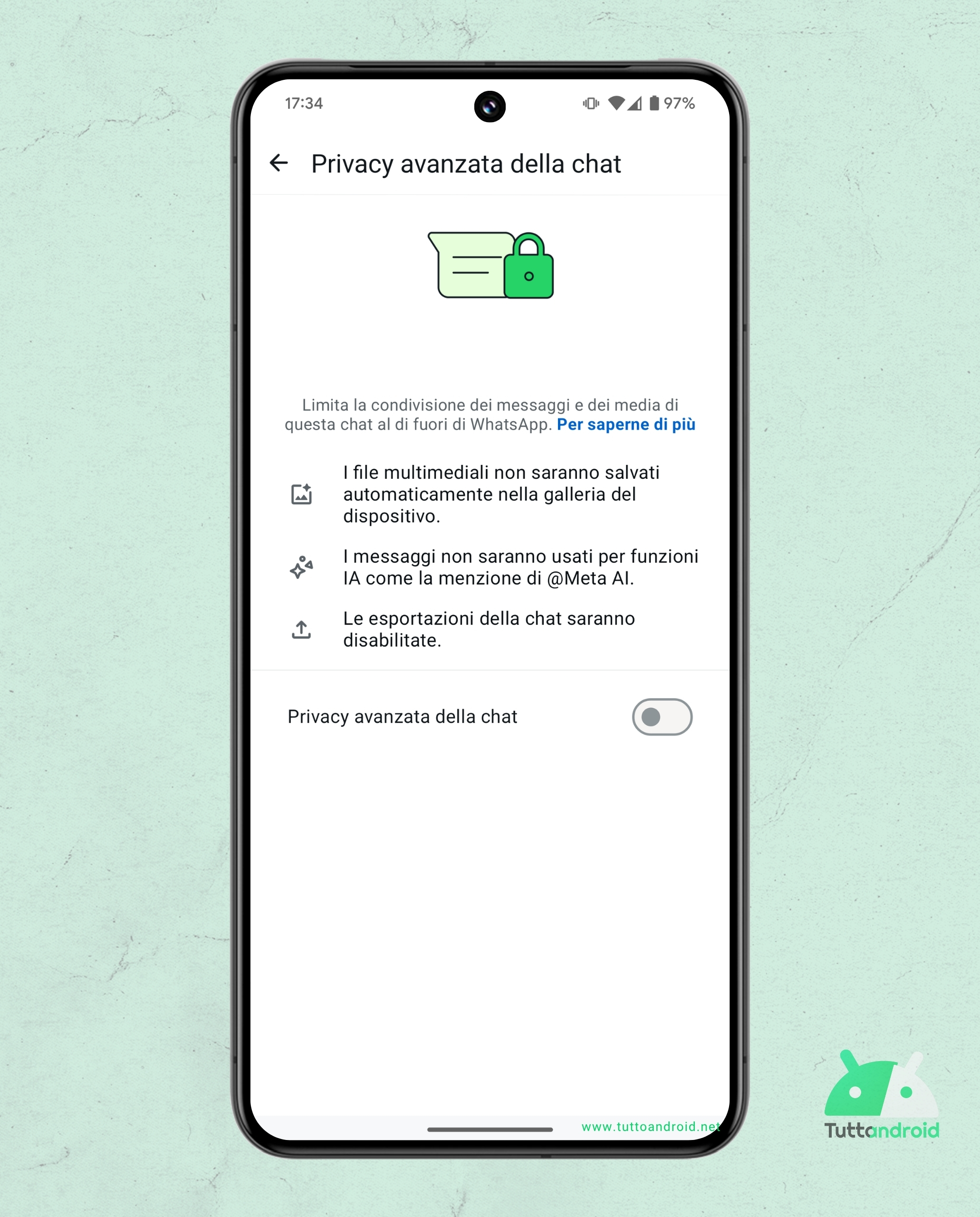 WhatsApp - Confidentialité de chat avancée