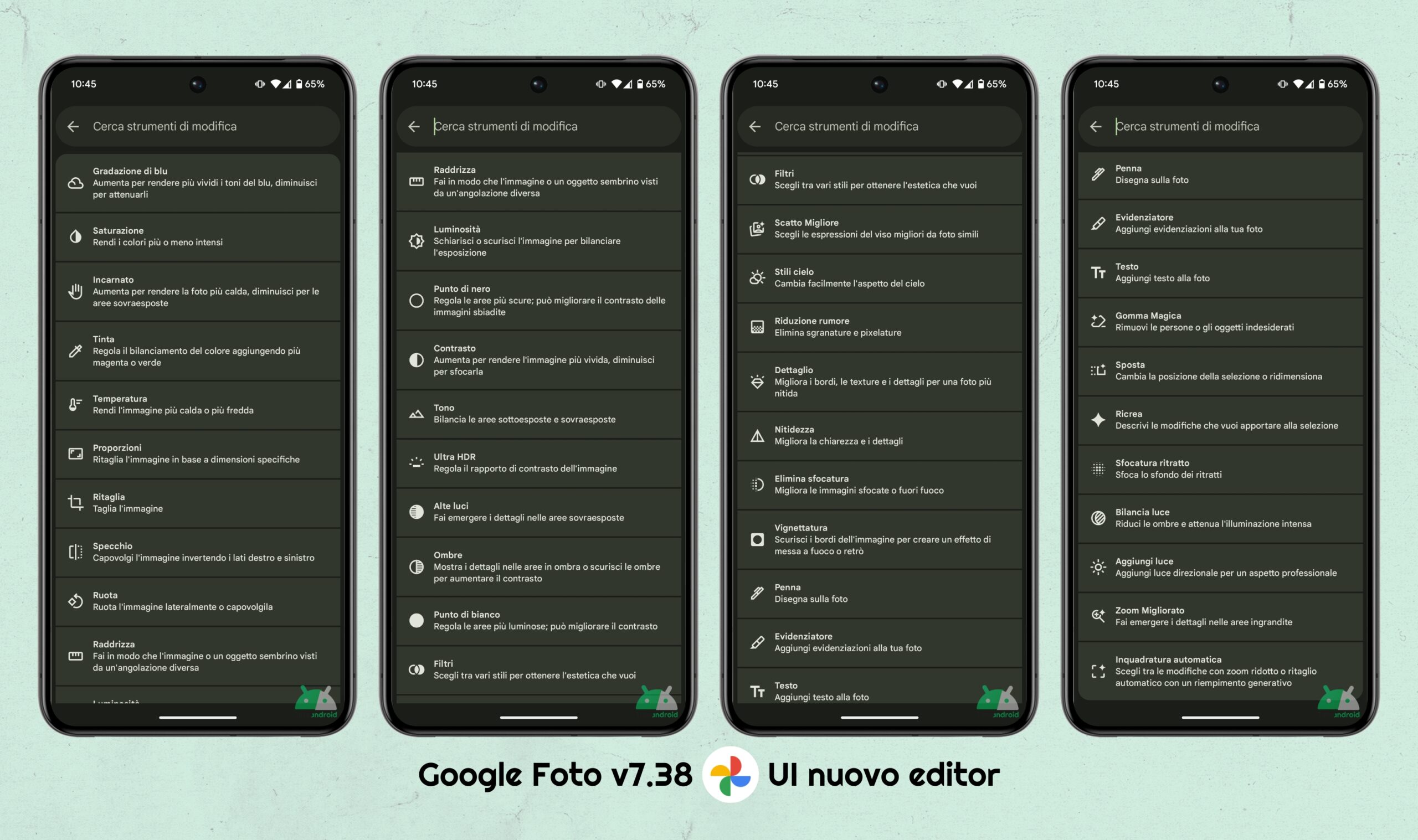 Google Photo v7.38 - Nouvel éditeur d'interface utilisateur