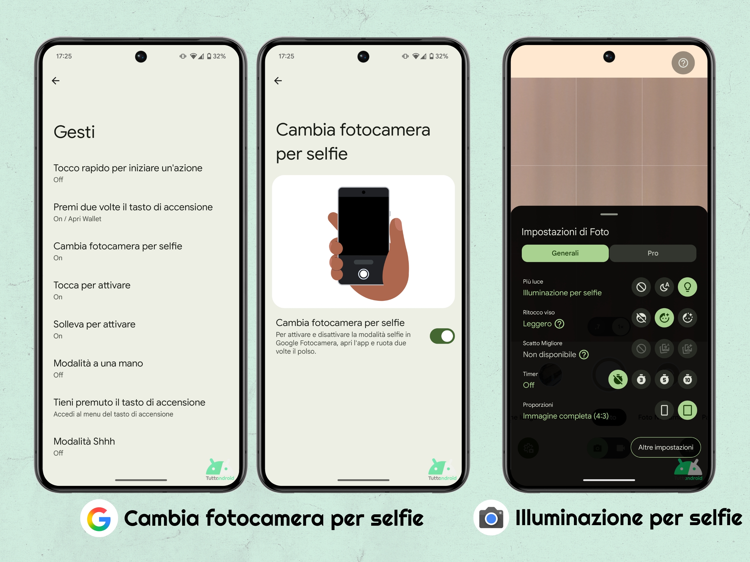 Cinq fonctions utiles de Google Pixel - 02 gestes - Roue de caméra et éclairage selfie