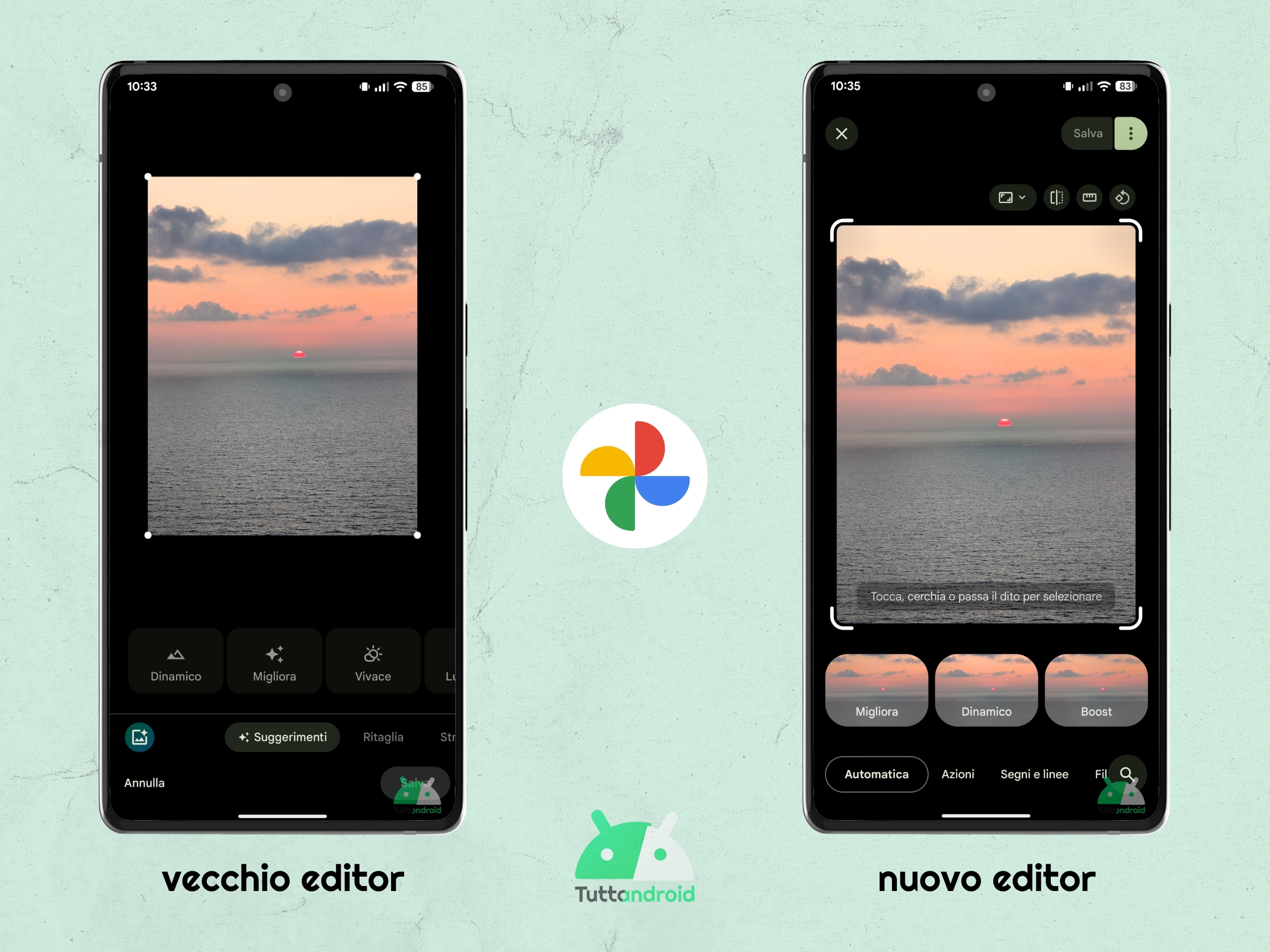 Google Photo V7.38 - Comparaison des éditeurs