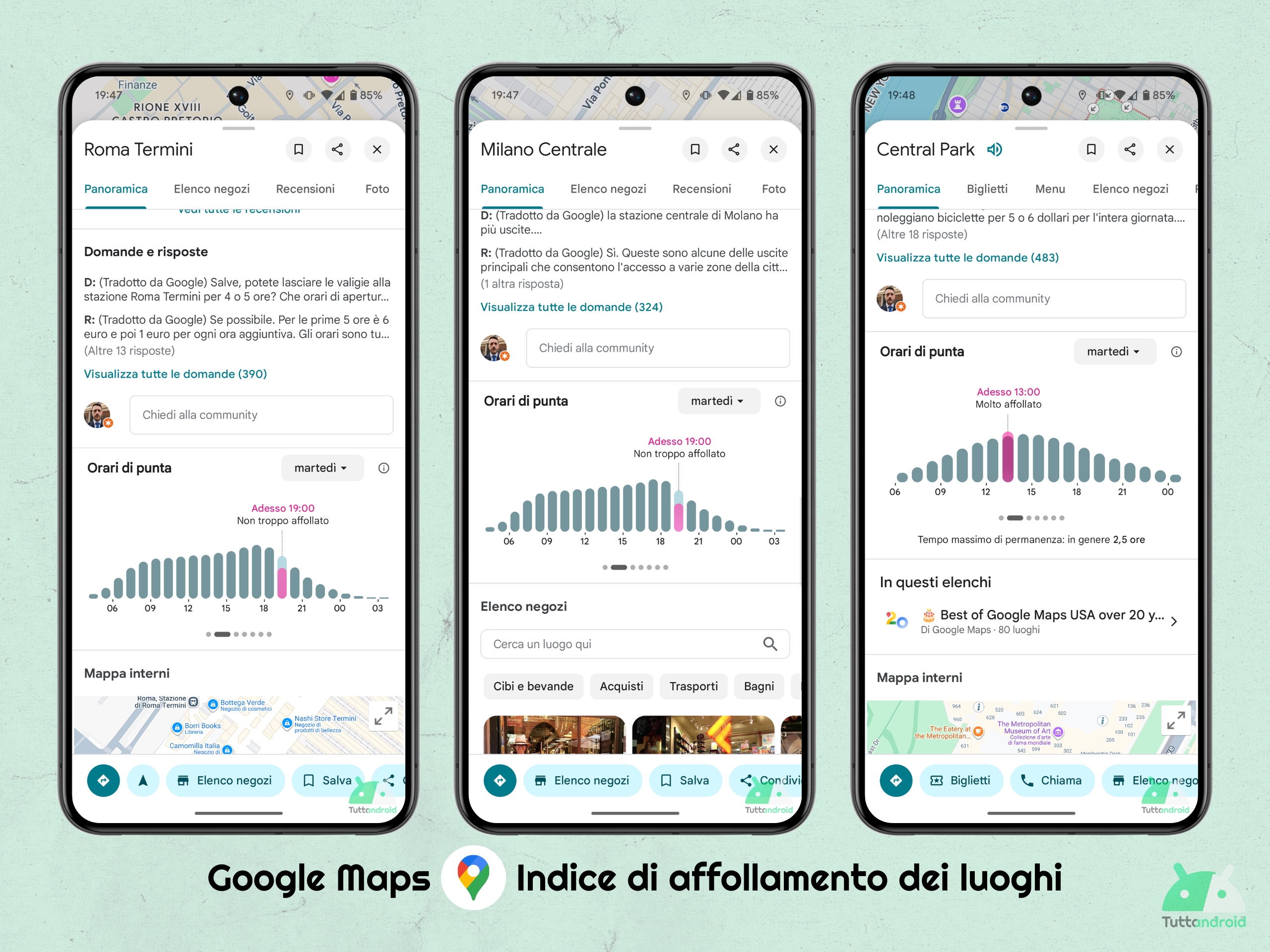 Google Maps - Place l'indice de surpeuplement
