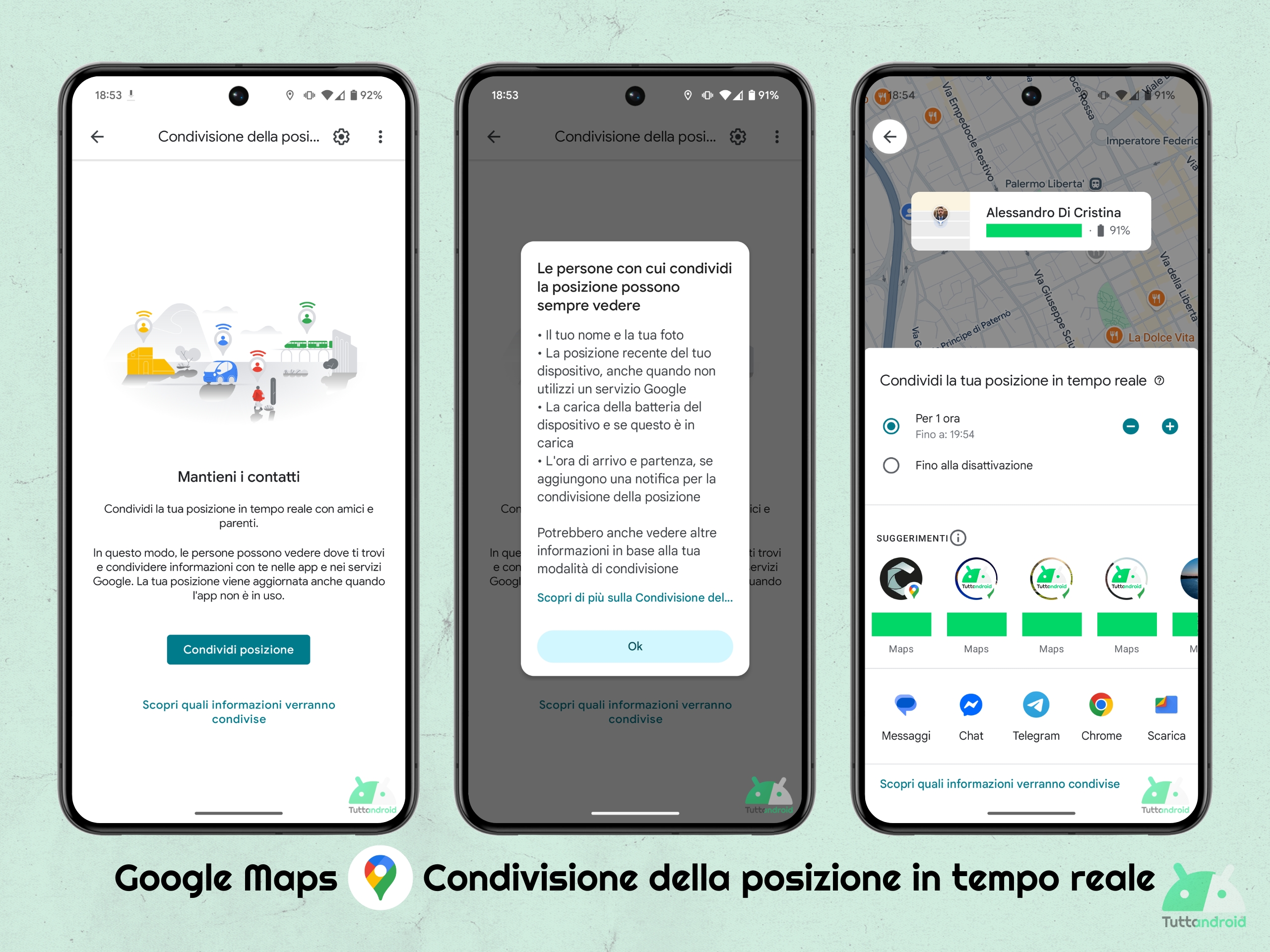 Google Maps - Partage de la position en temps réel