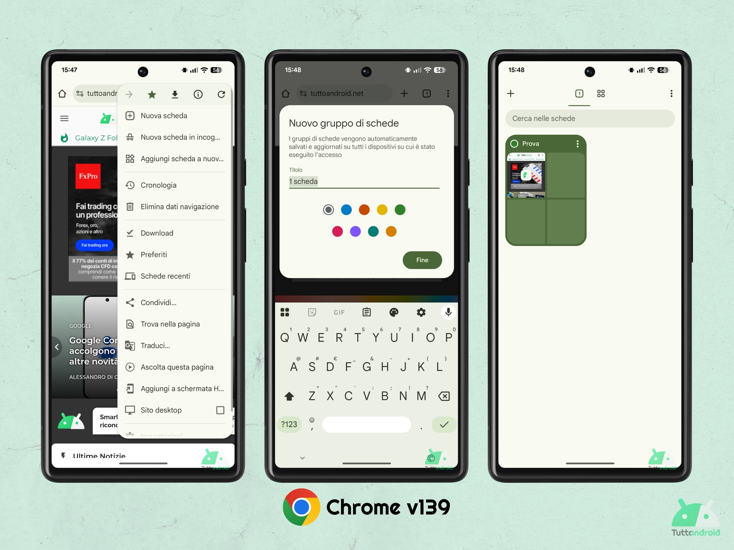 Google Chrome V139 - Ajouter une carte à un groupe