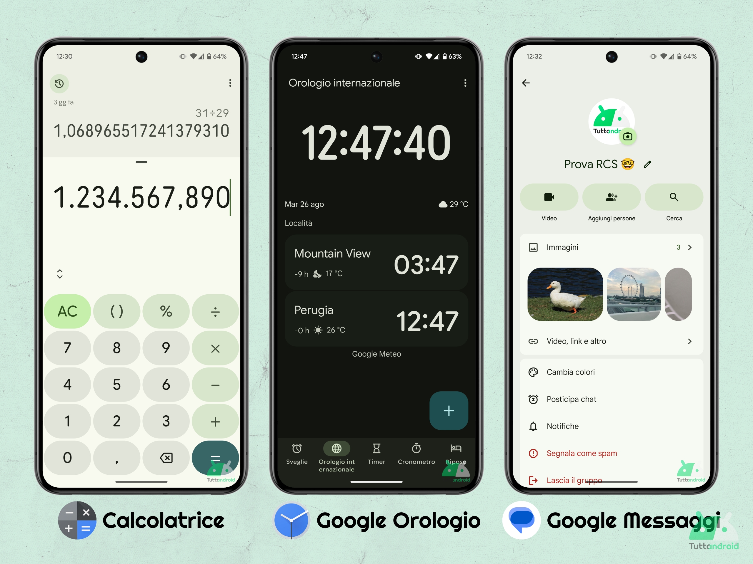 App août 2025 - Google Calculator - Google Watch - Google Messages