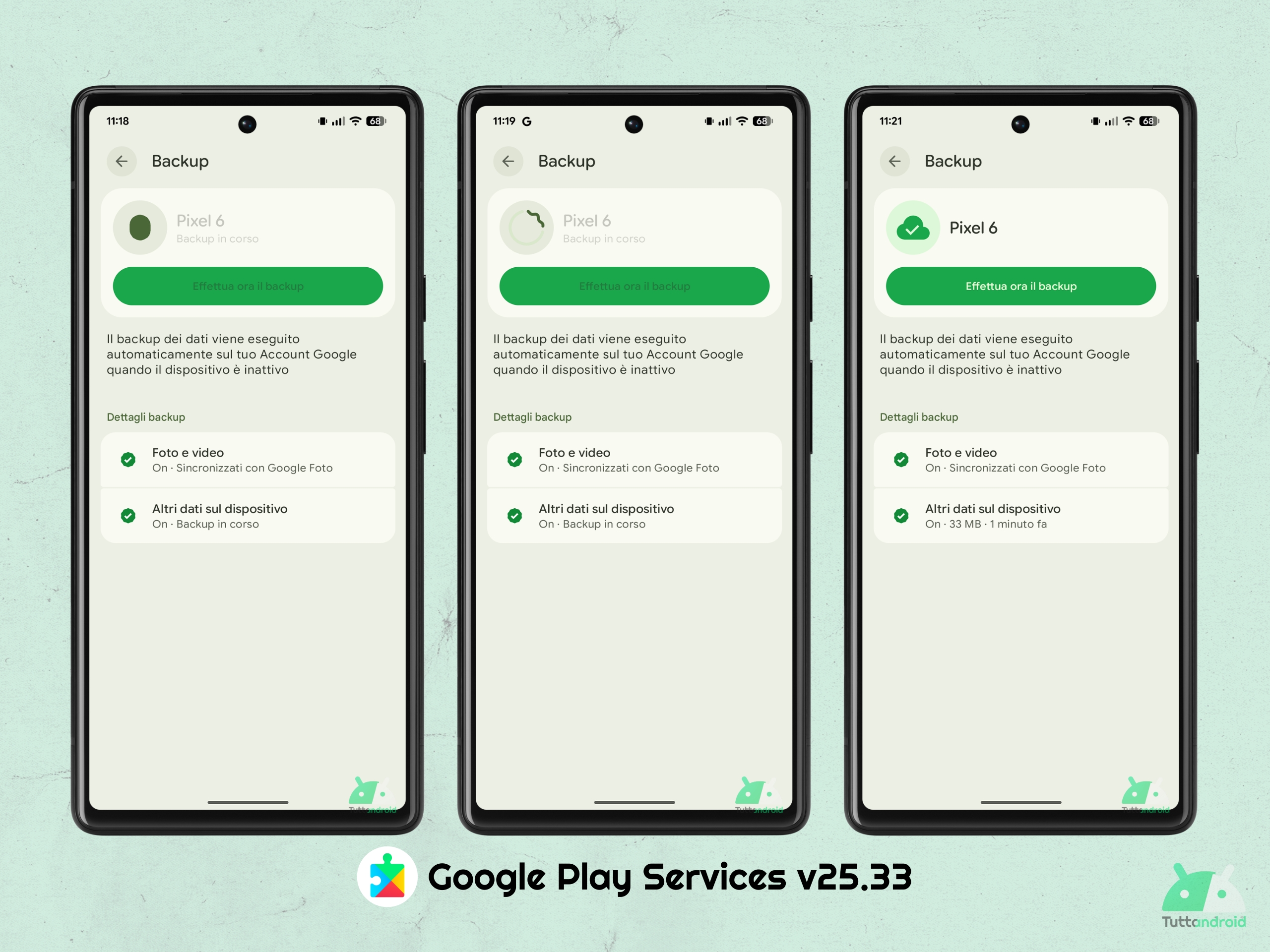 Google Play Services v25.33 - Nouveau paramètres de sauvegarde Google One