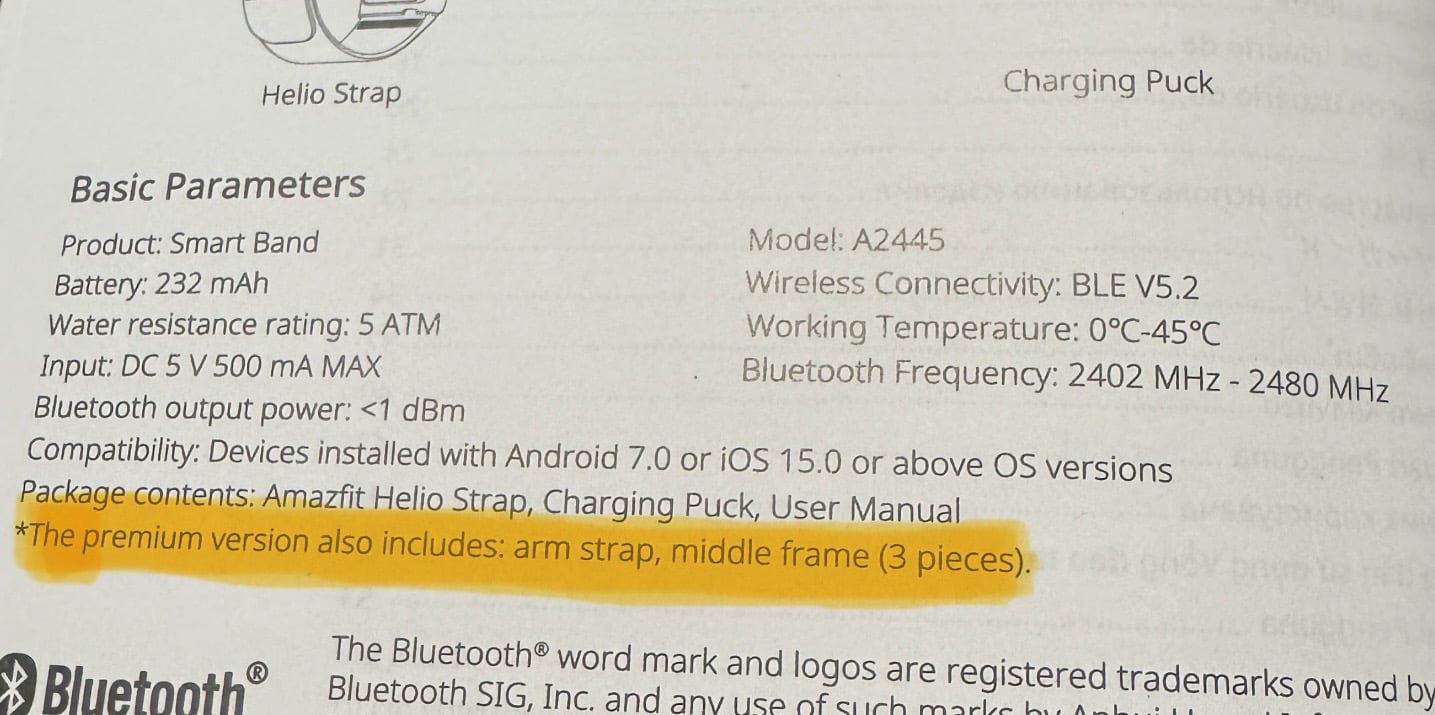 Amazfit Helio Stap Premium Base version Booklet