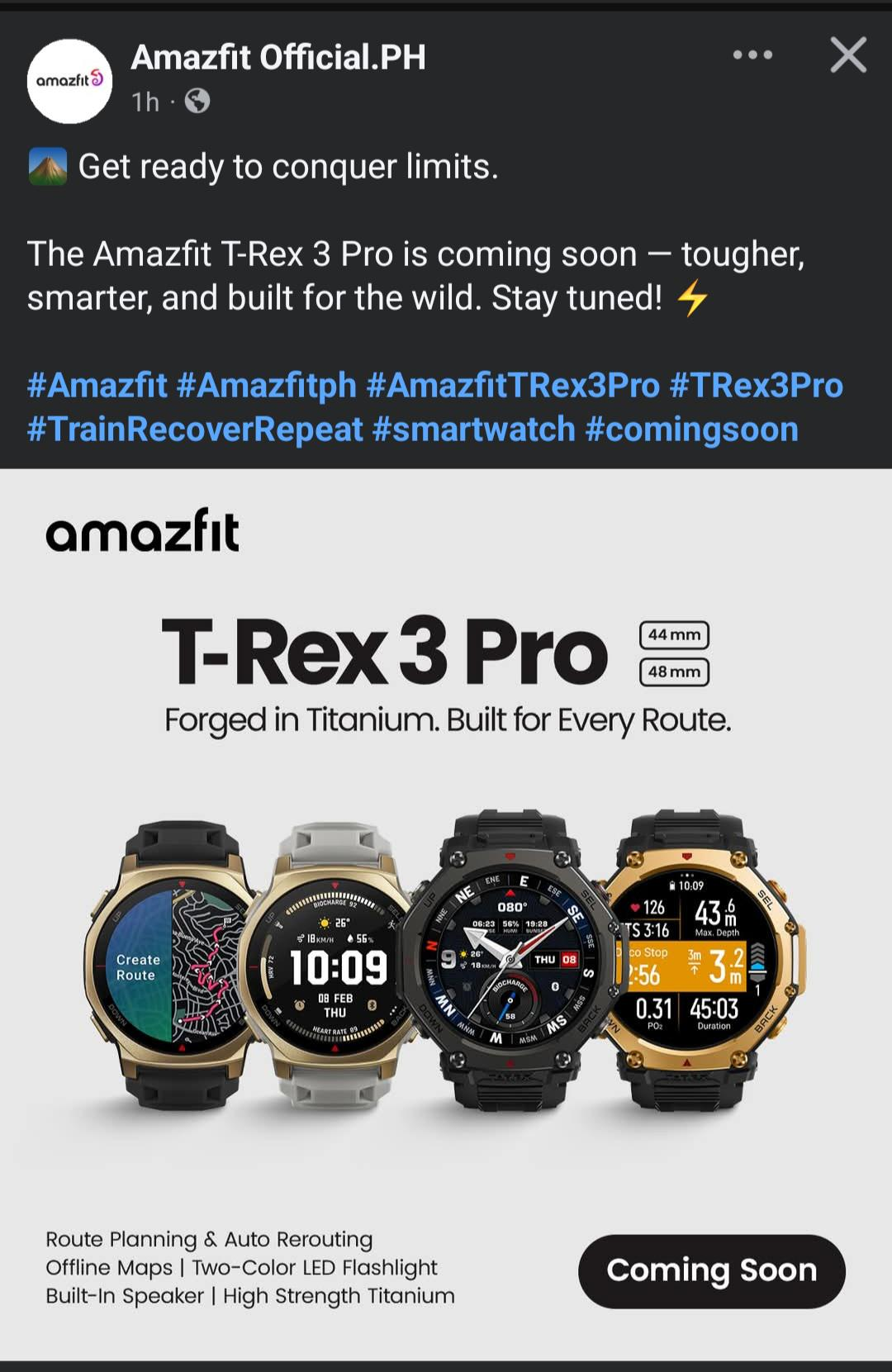 AmazFit montre la première image de T-Rex 3 Pro, mais l'annule ensuite à partir des réseaux sociaux 2