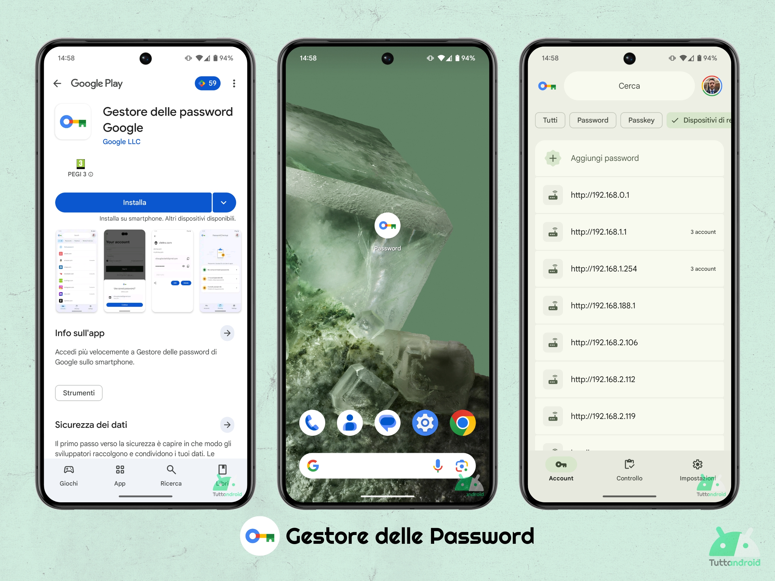 Analyser l'application pour le gestionnaire de mots de passe Google