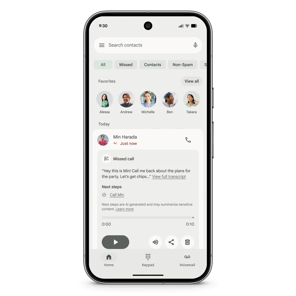 Google Telephone - Prenez une fonctionnalité de message