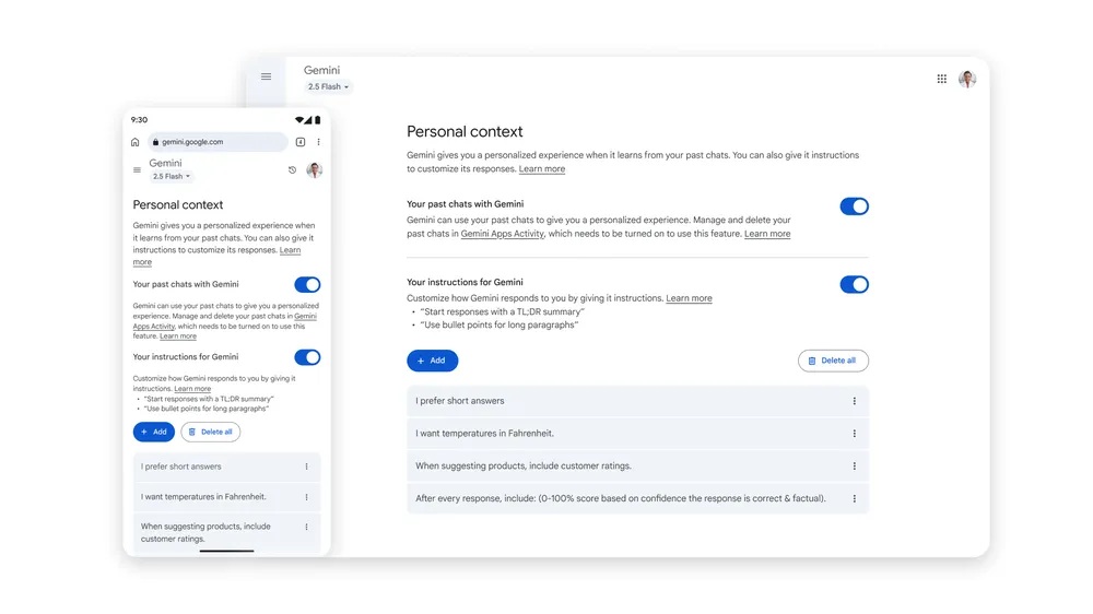 App Gemini - Contexte personnel officiel
