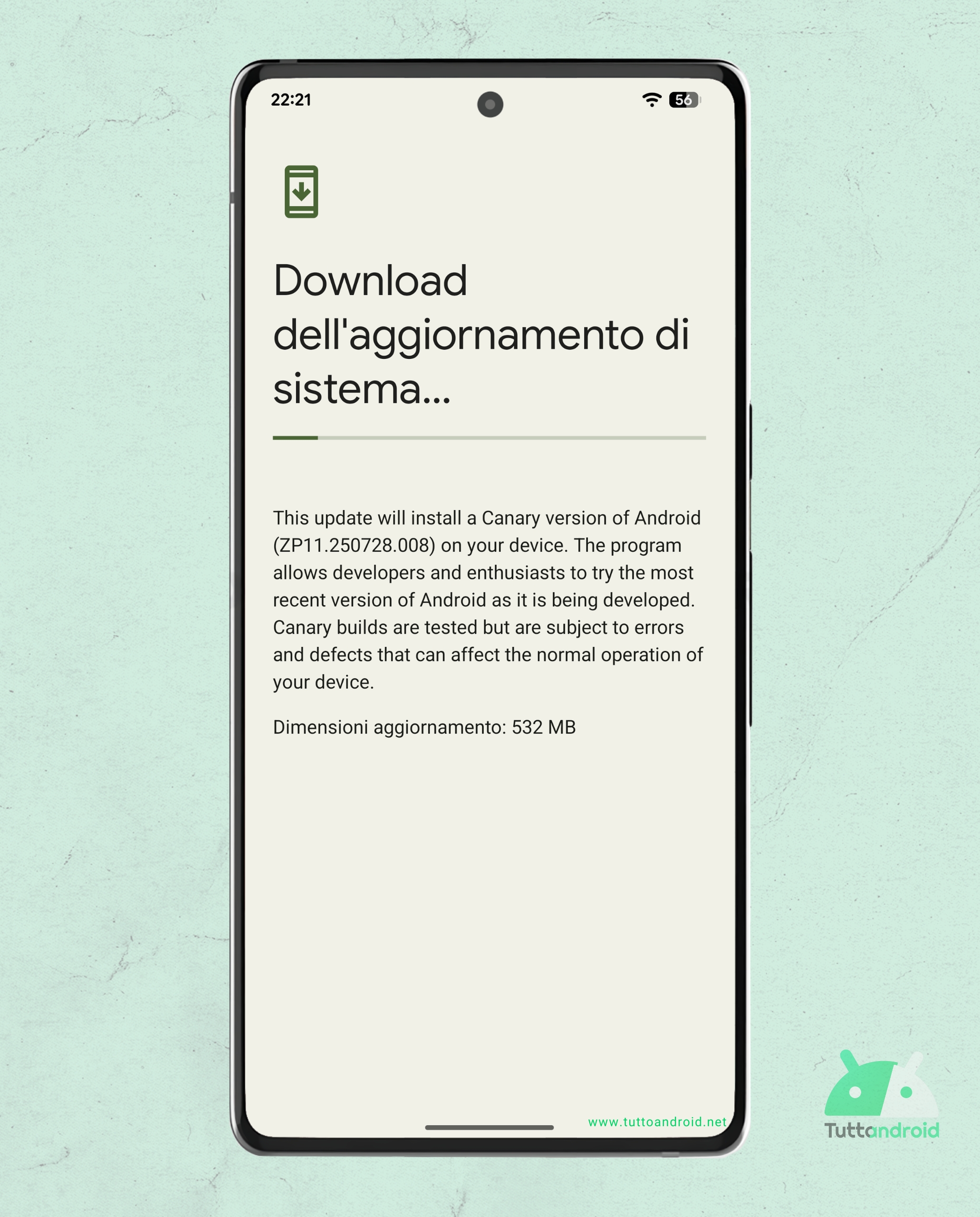 Android Canary 2508 sur Google Pixel 6 Pro