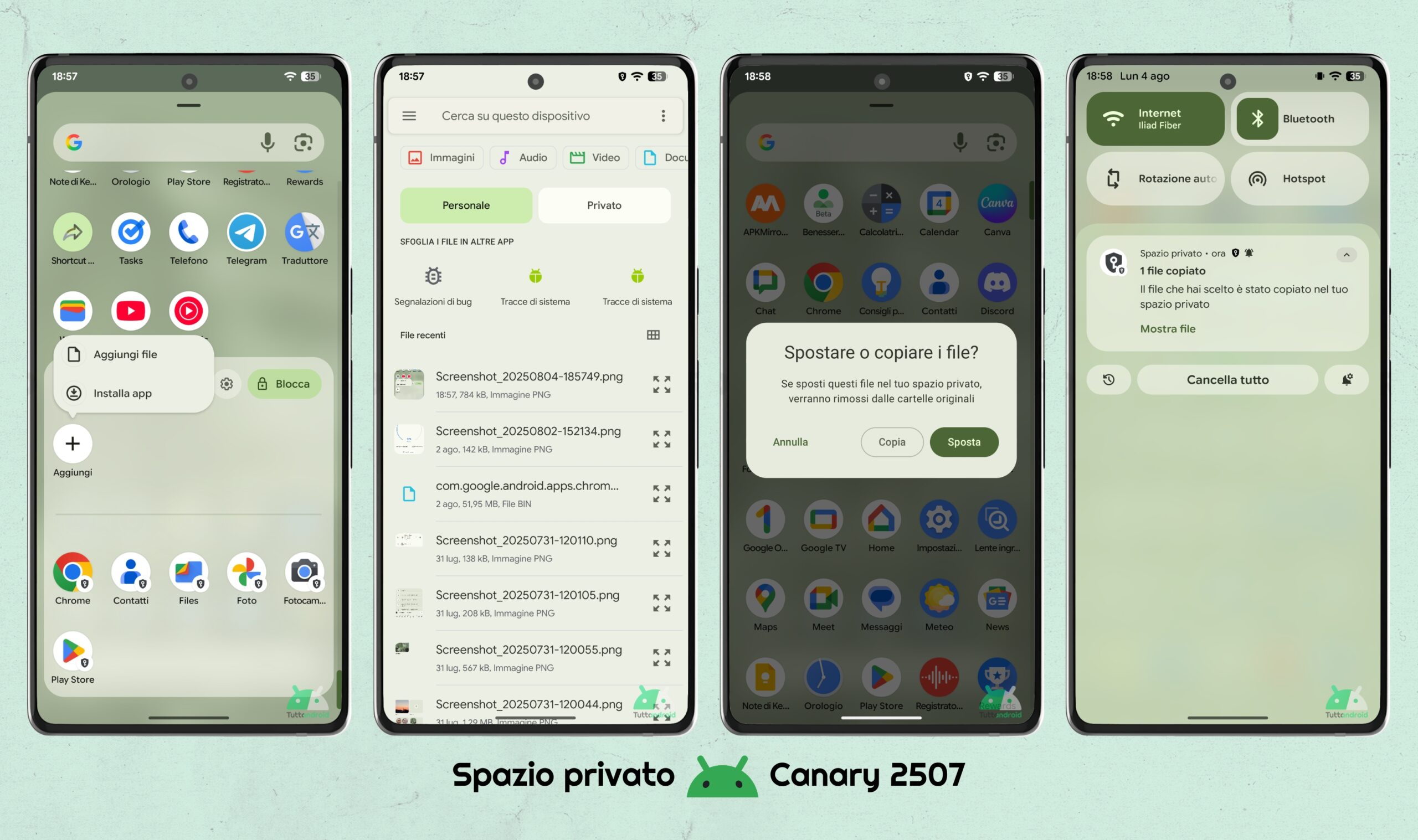 Android Canary 2507 - Espace privé