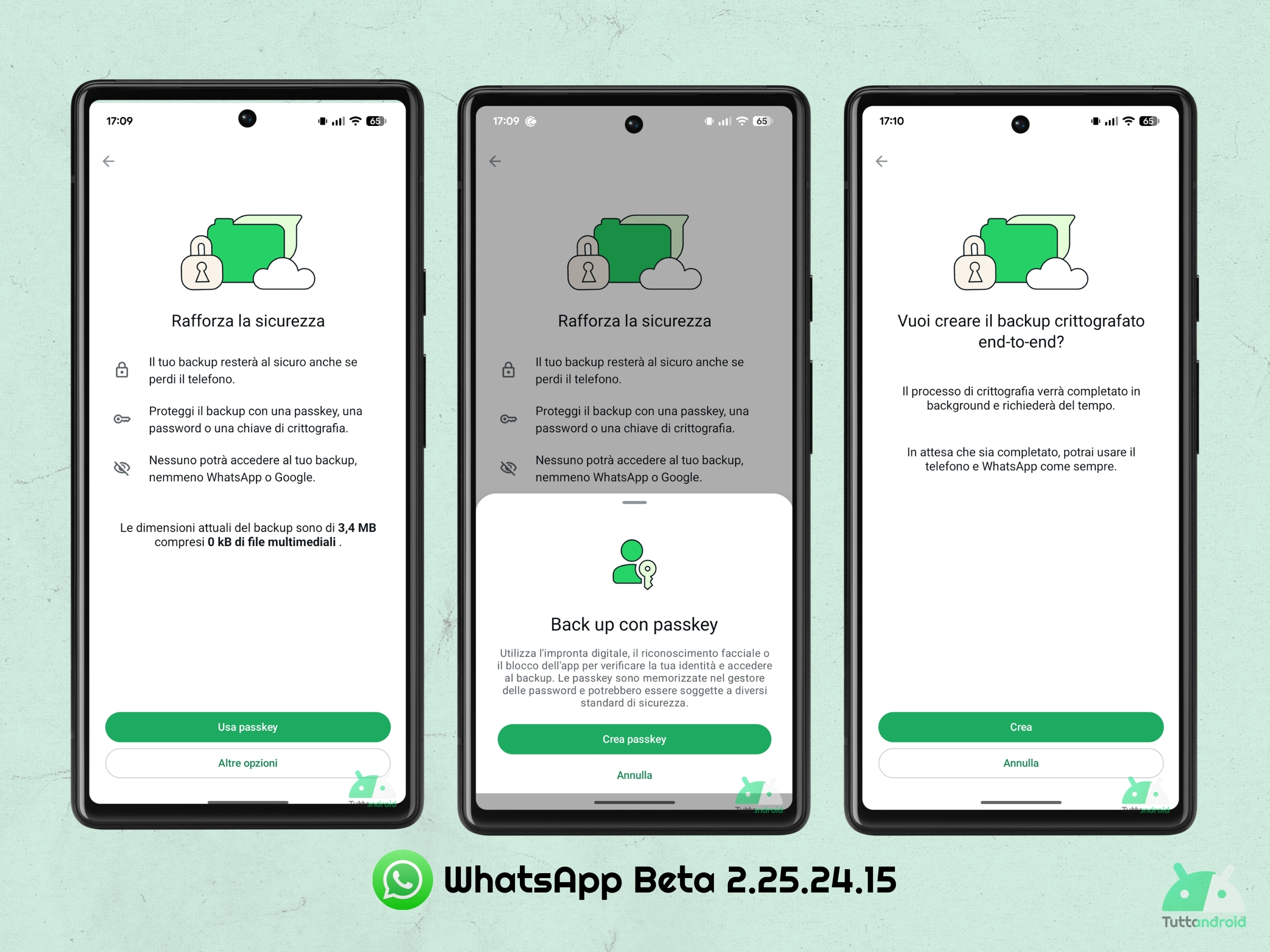 WhatsApp Beta v2.25.24.15 - Sauvegarde avec Passkey