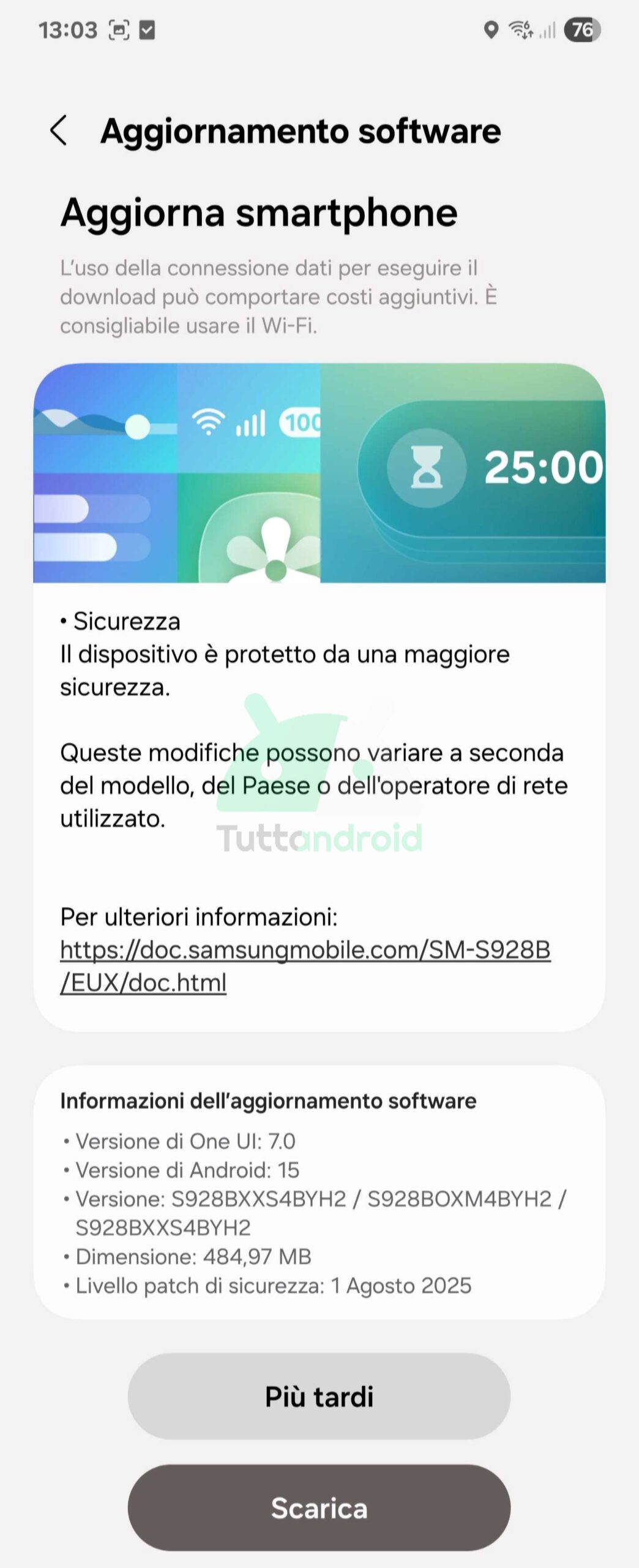 Samsung Galaxy S24 Ultra Security Patch Mise à jour d'août 2025