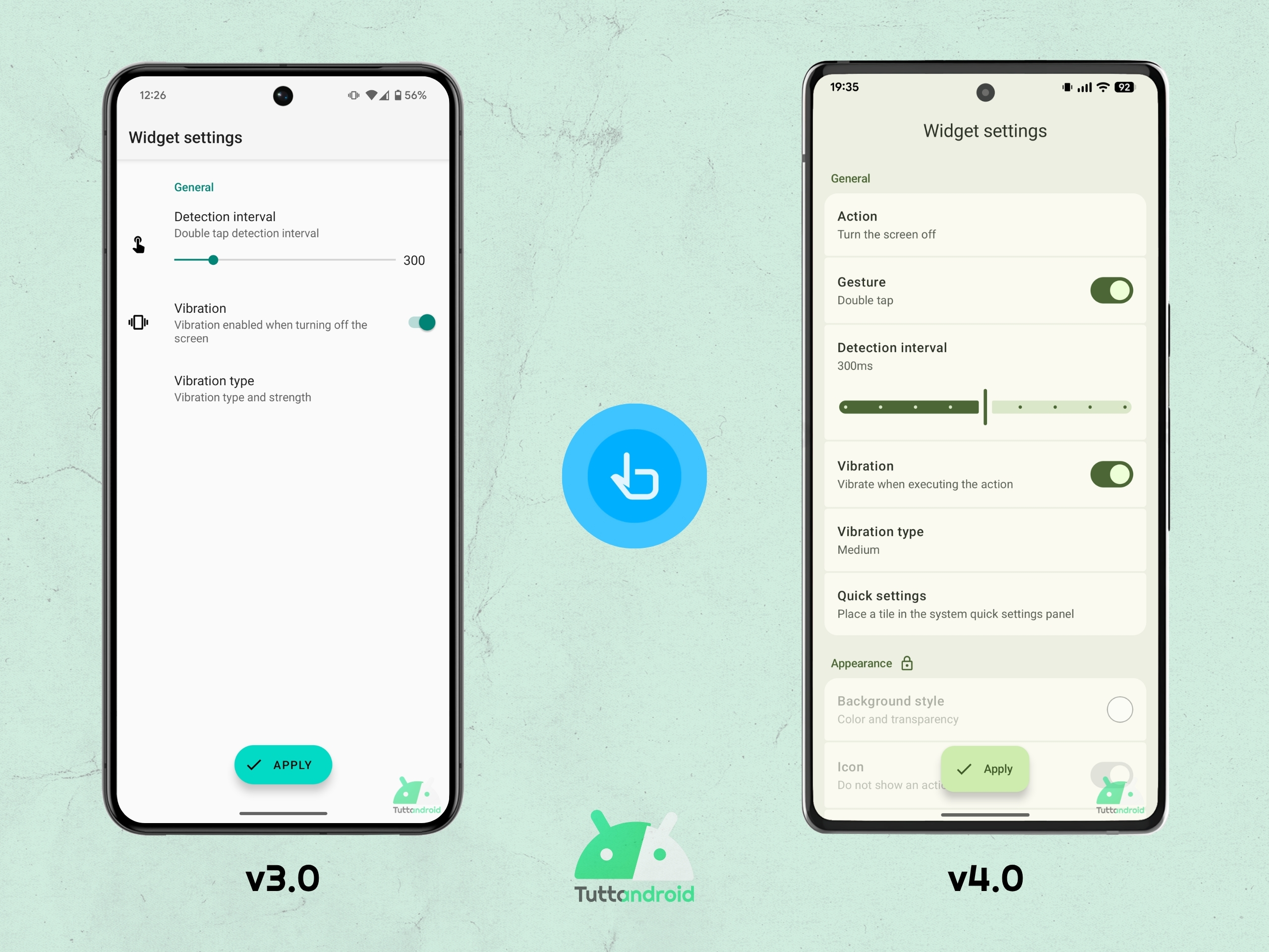 Écran du widget V4.0 M3E
