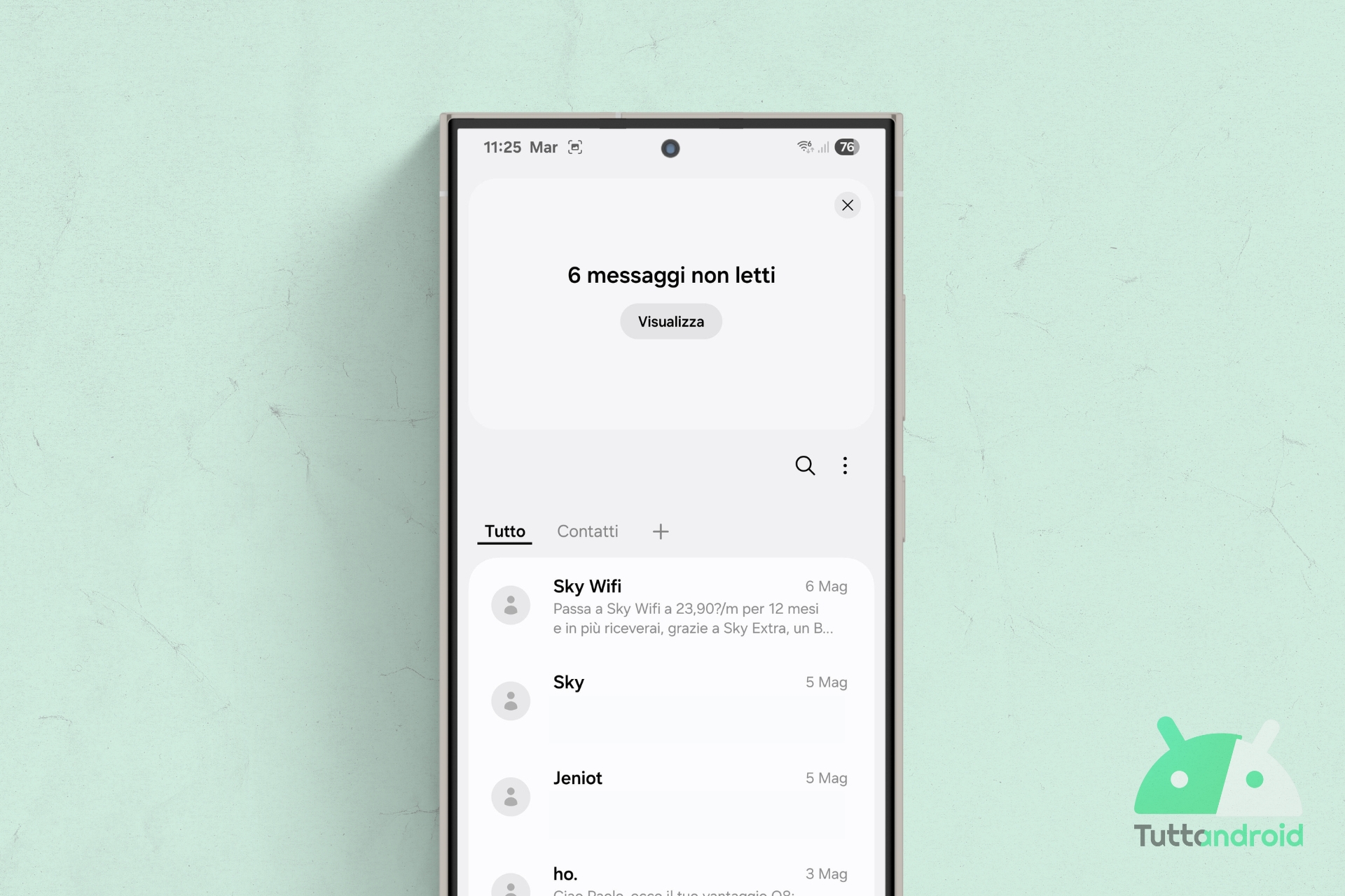 Samsung Messaggi - versione One UI 7 - visual Hero