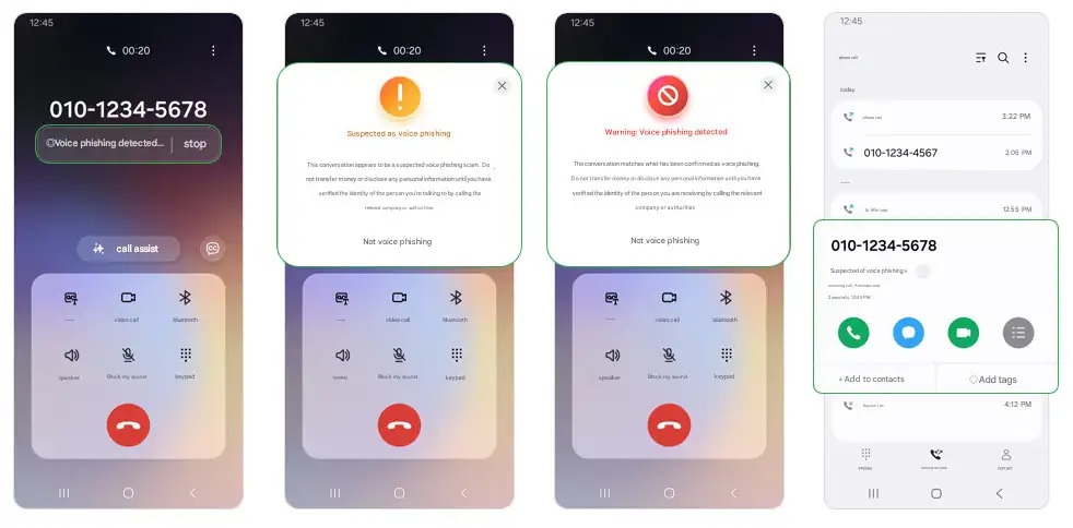 Samsung Voice Phishing Souppect Call Alert