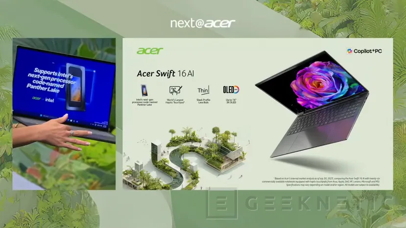 Geeknetic Le lac Panther apparaît dans l'événement Acer, le Swift 16 AI aura cette nouvelle génération de processeurs Intel 3