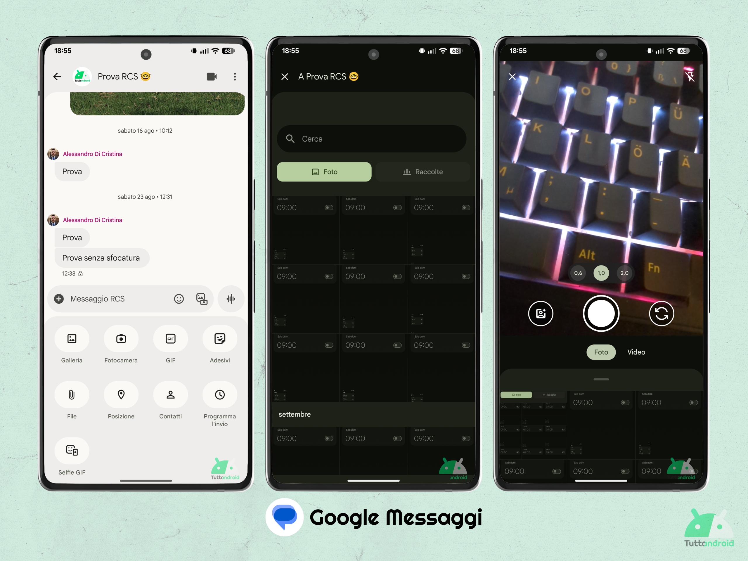 Google Messages V20250827 - Nouvelle galerie de touches séparées et appareil photo