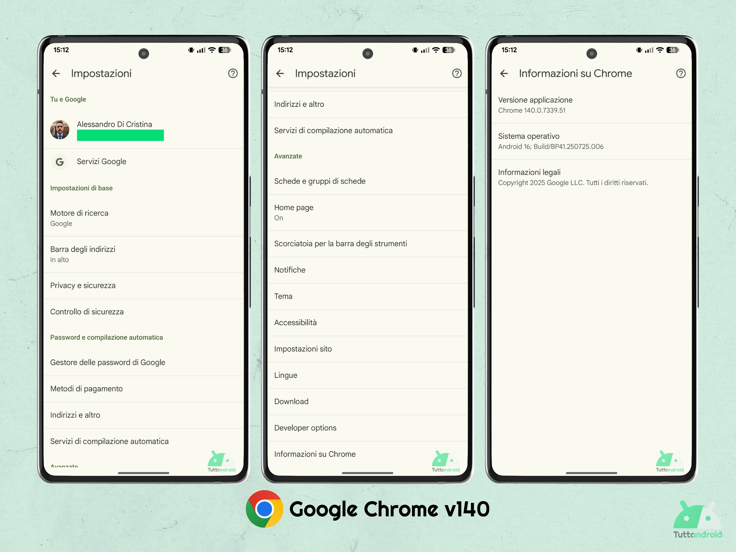 Google Chrome V140 - Paramètres