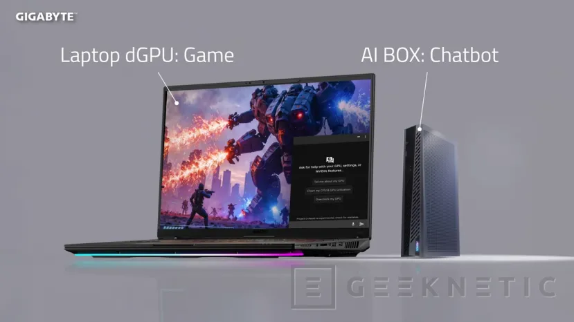 Geeknetic nueva egpu gigabyte aorus rtx 5060 ti Ai Box, 16 Go de VRM disponible avec Thunderbolt 5 5 Connectivité