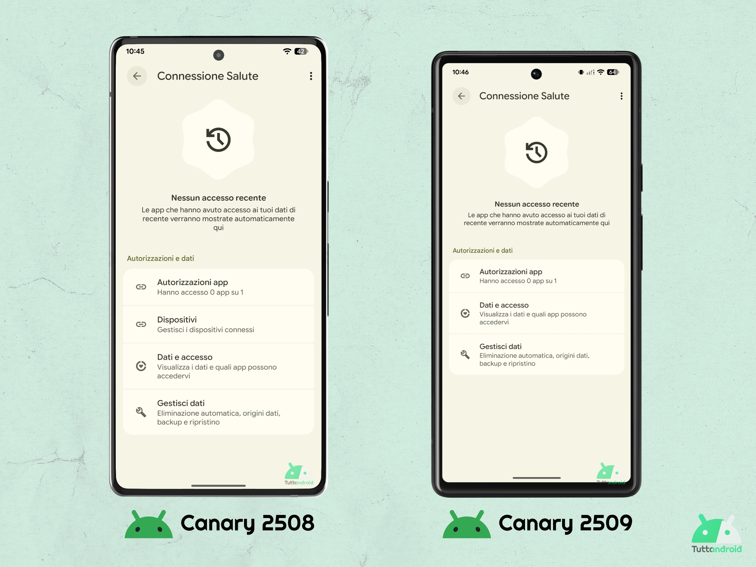 Android Canary 2509 - Health Connection perd Contapassi