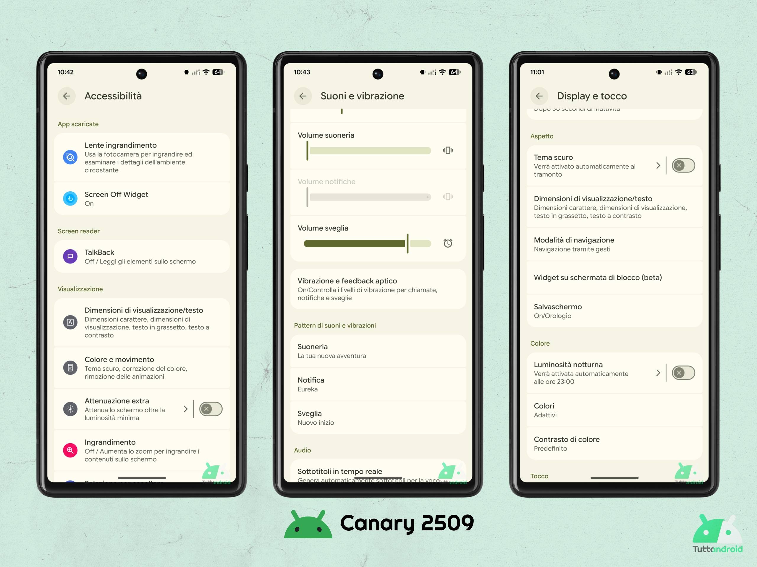 Android Canary 2509 - Paramètres - Descriptions