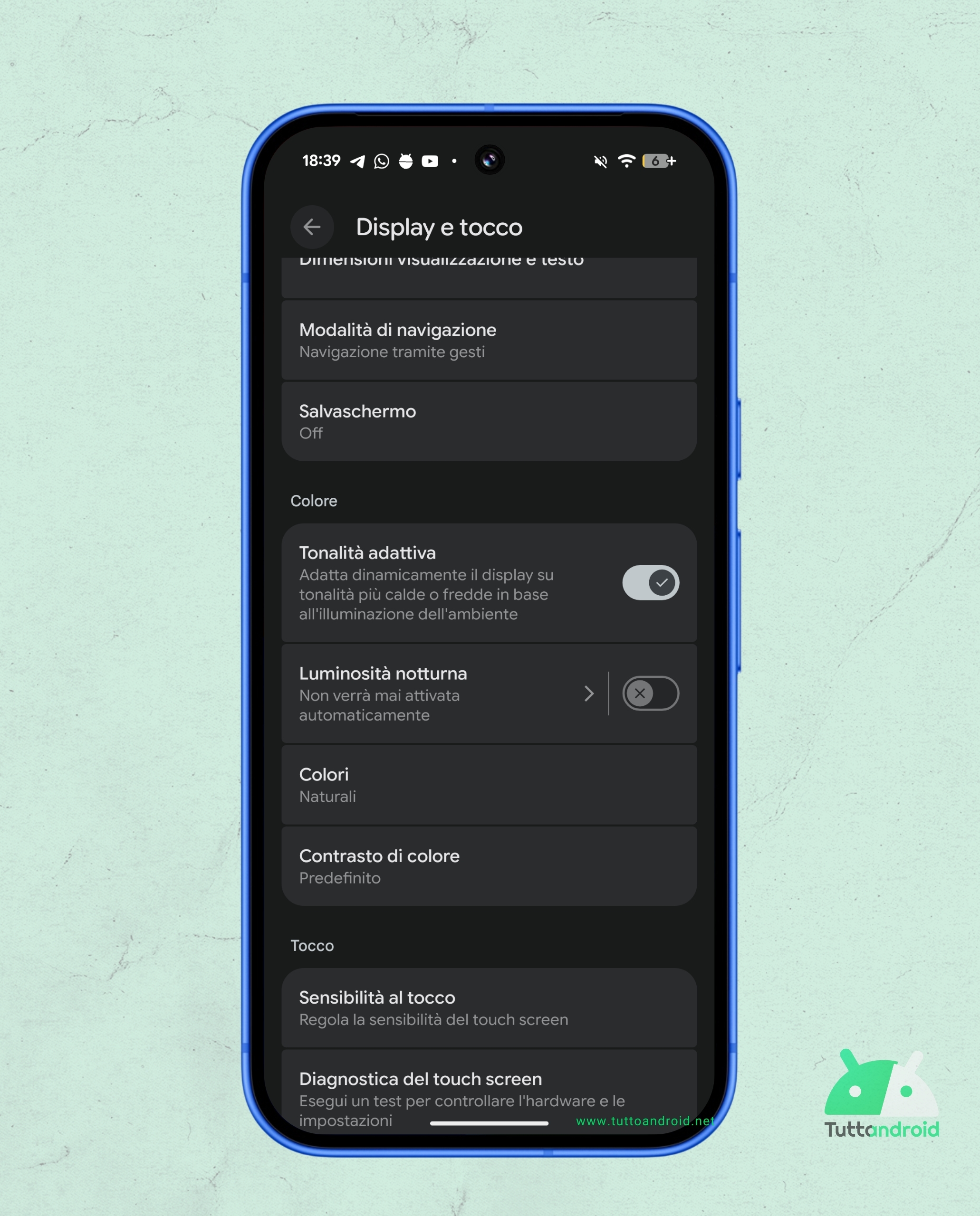 Google Pixel 10 - Paramètres - Affichage et toucher - Obelle adaptative