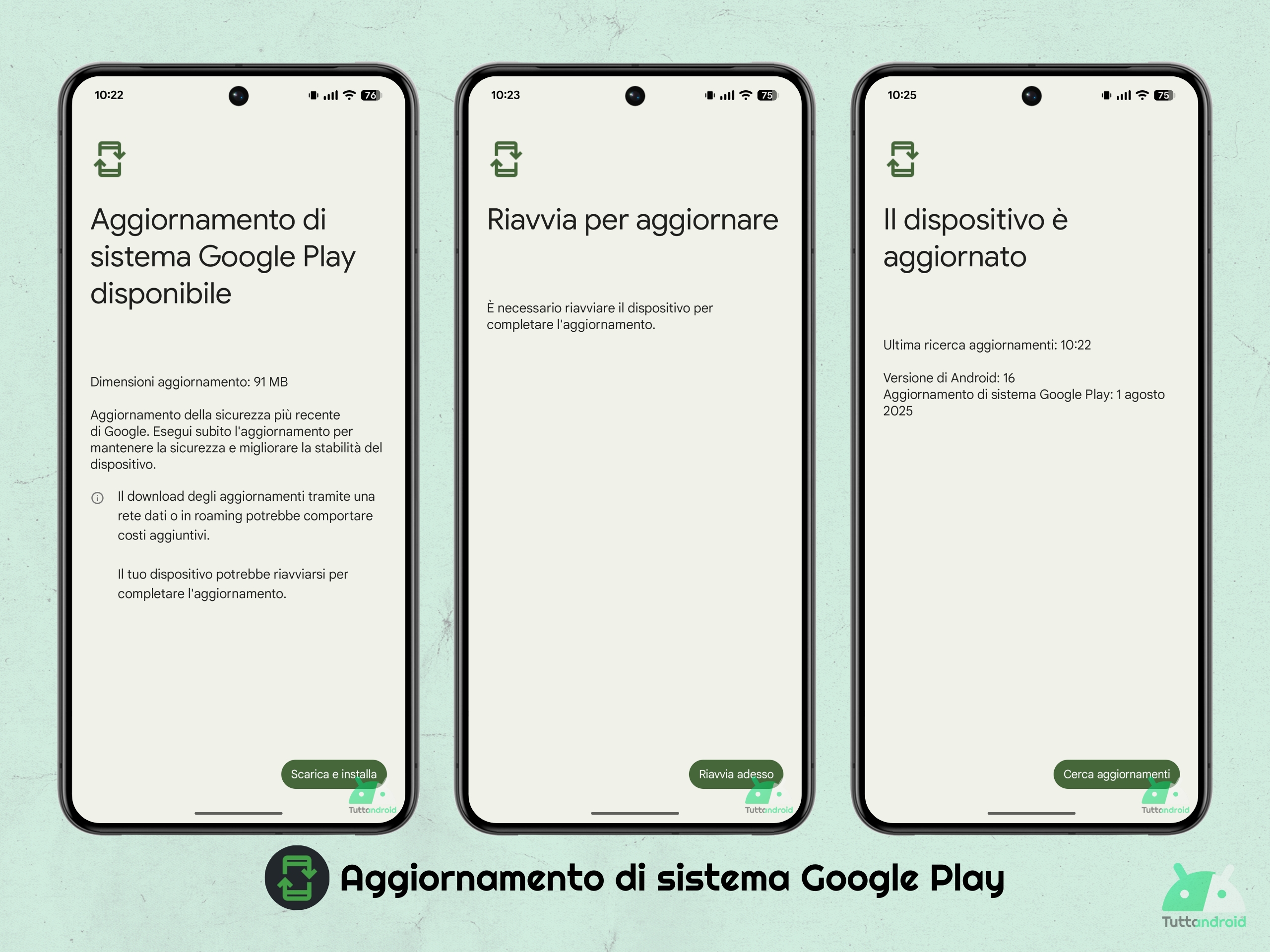 Mise à jour du système Google Play - août 2025 - Android Pixel 16 QPR1