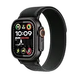 Apple Watch Ultra 2 GPS + Smartwatch Cellular, horloge sportive avec une boîte en titane noir résistant à 49 mm et une boucle de boucle de sentier noir - taille m / L. Moniteur gratuit et neutre en carbone