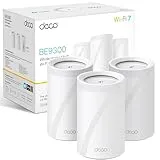 TP-Link Deco BE65 (3-Pack) - BE9300 Wi-Fi 7 Mesh WLAN Set (3-Pack), tri-bande 5760 Mbit/s (6 GHz) + 2880 Mbit/s (5 GHz) + 574 Mbit/s (2,4 GHz), 6 flux, 4 ports 2,5G, 1 USB 3.0