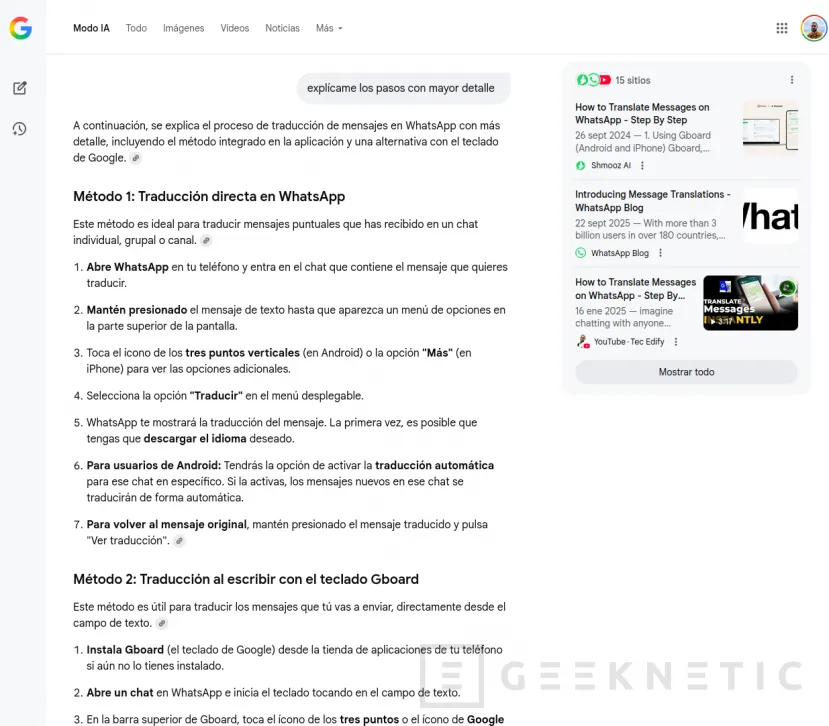Geeknetic Premières impressions du Google AI Mode : entre indifférence et indignation 4