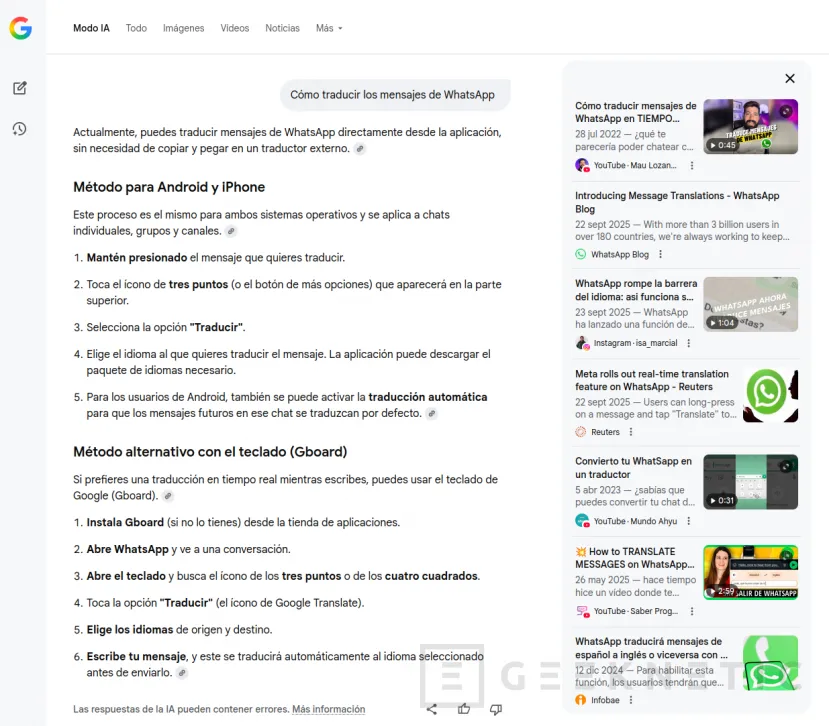 Geeknetic Premières impressions du Google AI Mode : entre indifférence et indignation 3