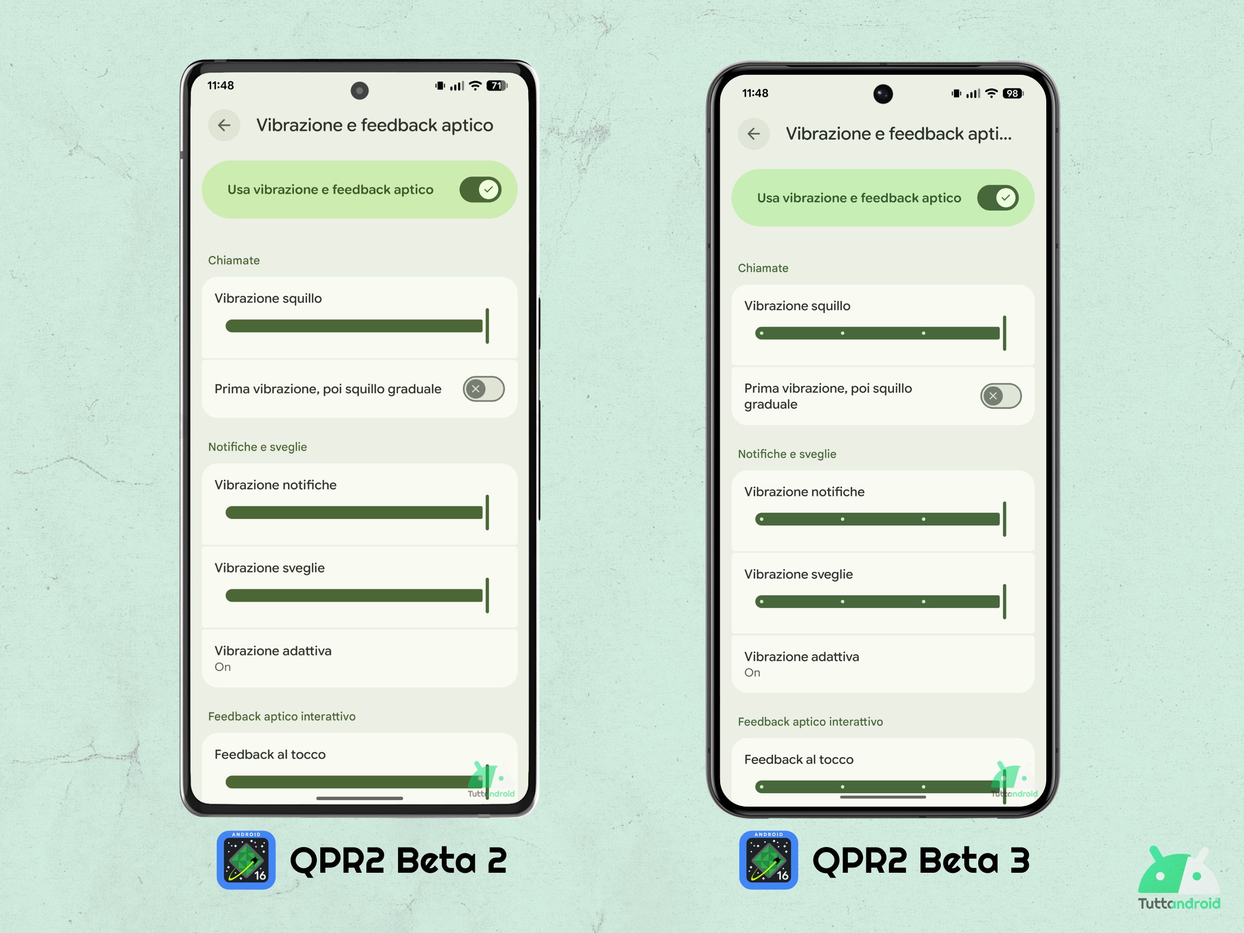Android 16 QPR2 - Bêta 3 - Curseur de vibration