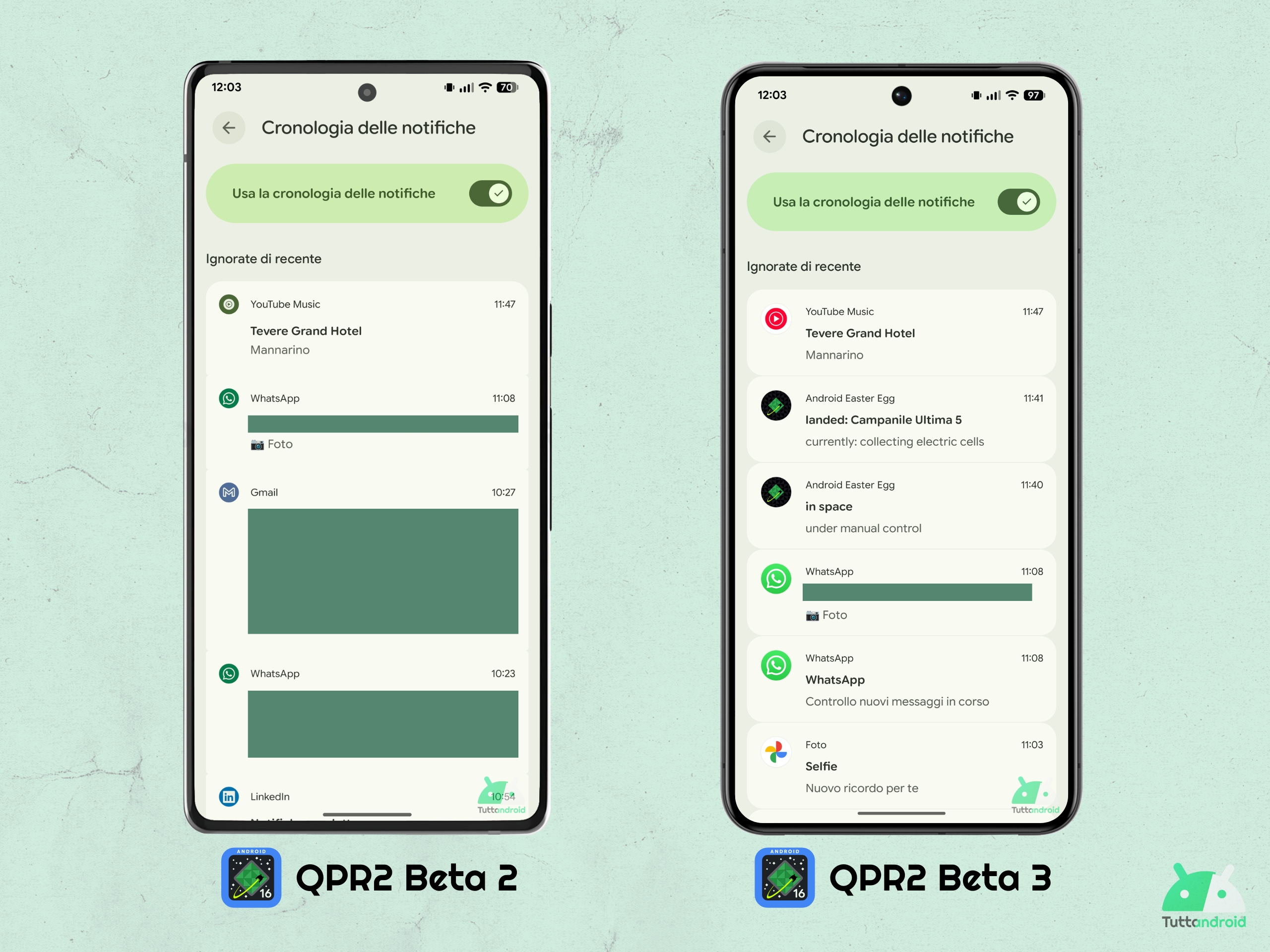 Android 16 QPR2 - Bêta 3 - Historique des notifications M3E