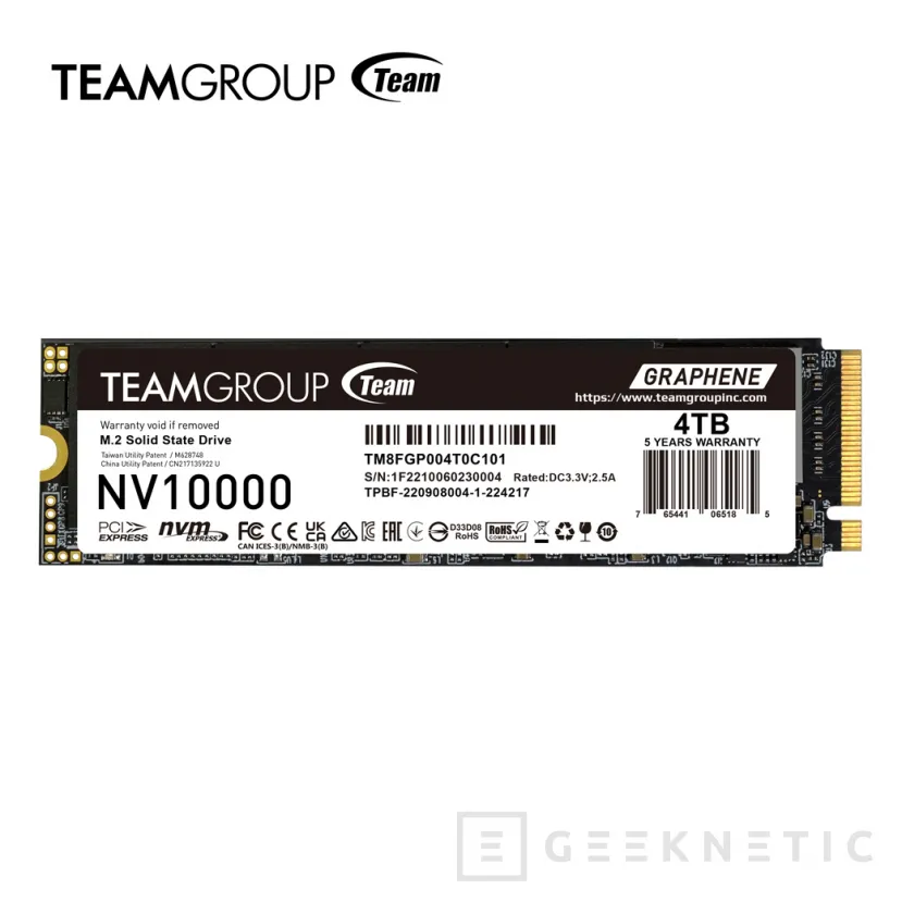 Geeknetic Le nouveau SSD Teamgroup NV10000 offre des vitesses de lecture allant jusqu'à 10 000 Mo/s et des capacités allant jusqu'à 4 To 2