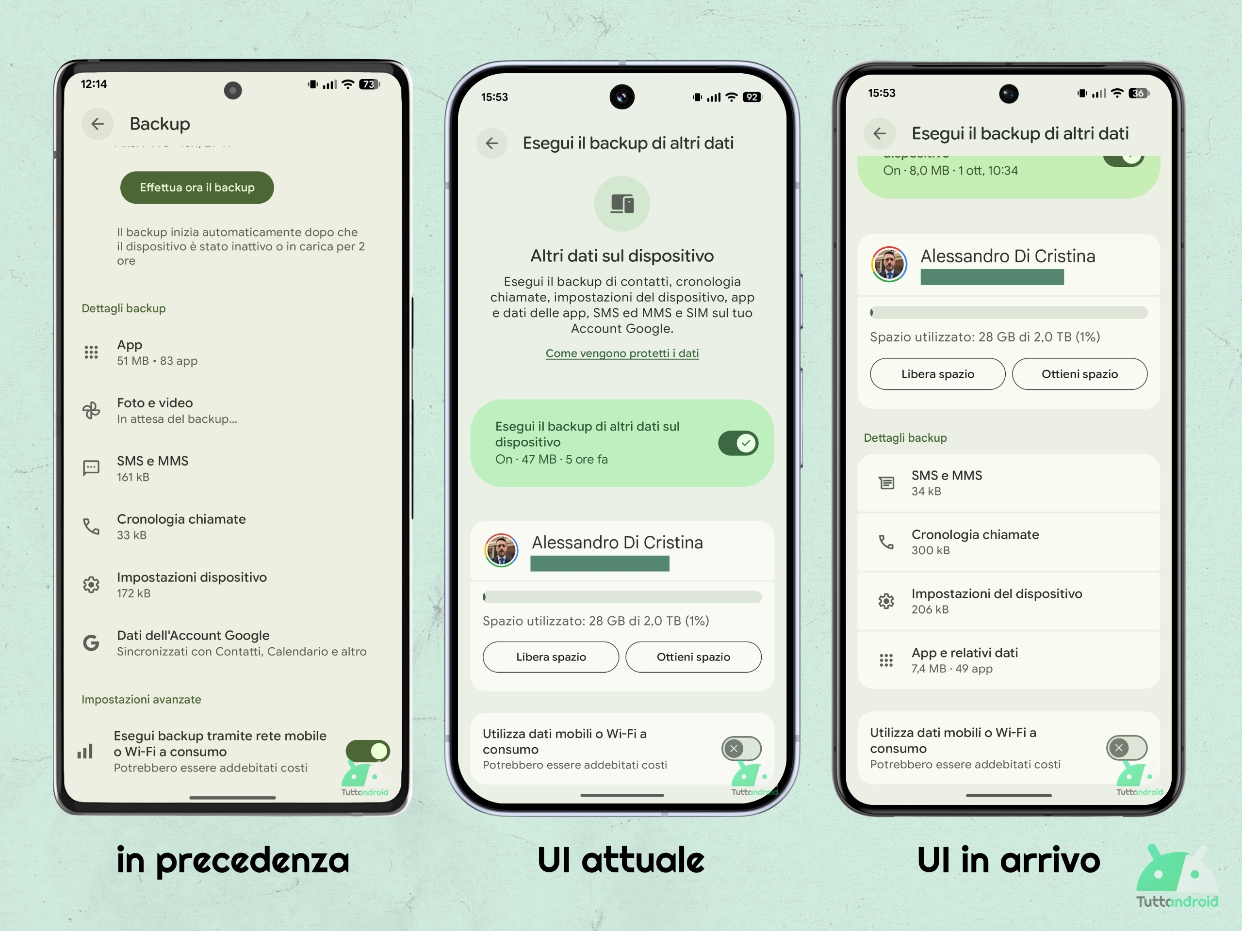 Google Play Services v25.40 bêta - Sauvegarde Google One - plus de détails sur les données
