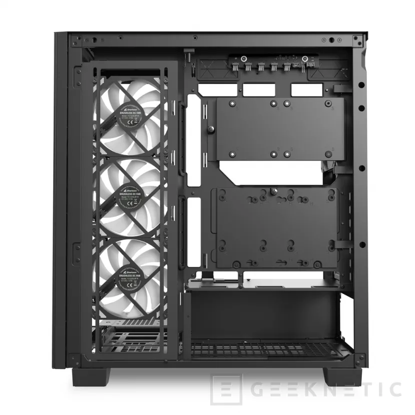 Geeknetic Nouveaux boitiers Sharkoon Elite Shark CM100 et CA500, vision panoramique, double radiateur et compatibilité avec les plaques BTF 2