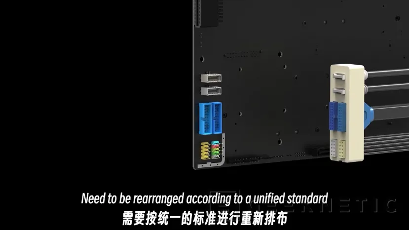 Geeknetic Nouveau concept BTF 3.0 qui comprend des sources et des ventilateurs sans fil et un refroidissement liquide avec des tubes courts 3