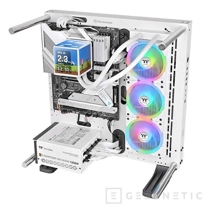 Geeknetic Nouveau RL AiO Thermaltake MINECUBE 360 Ultra ARGB Sync, avec quadruple écran LCD sur la tête 2