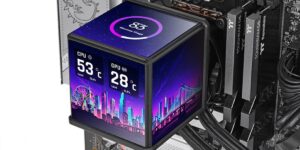 Nouveau RL AiO Thermaltake MINECUBE 360 Ultra ARGB Sync, avec quadruple écran LCD sur la tête