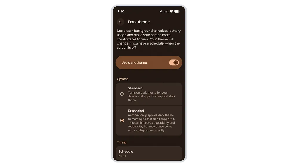 nouveau mode sombre de Google Pixel