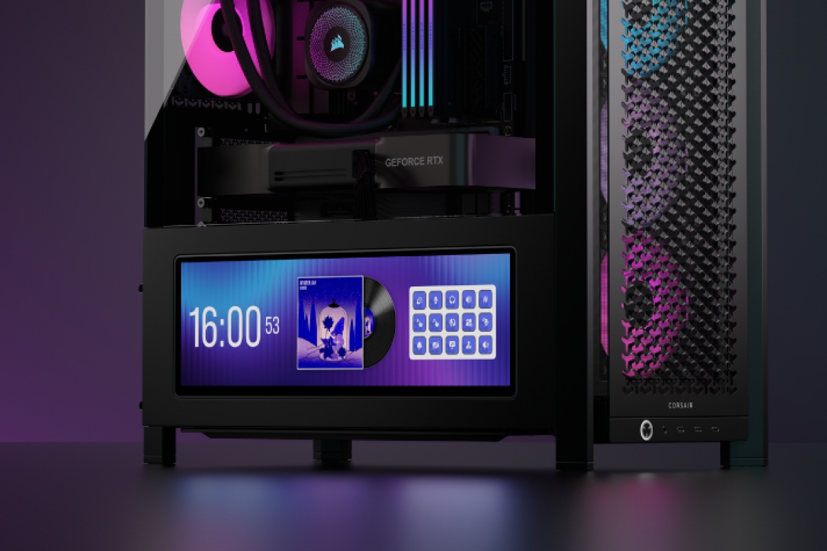 Le nouveau boîtier CORSAIR FRAME 4000D LCD RS ARGB comprend l'écran XENEON EDGE de 14,5 pouces